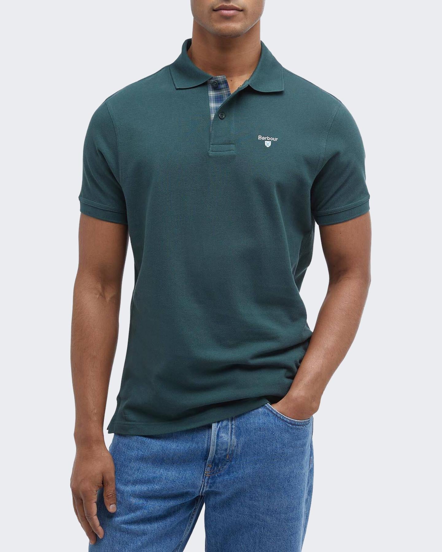 Heren Tartan Pique Polo Groen