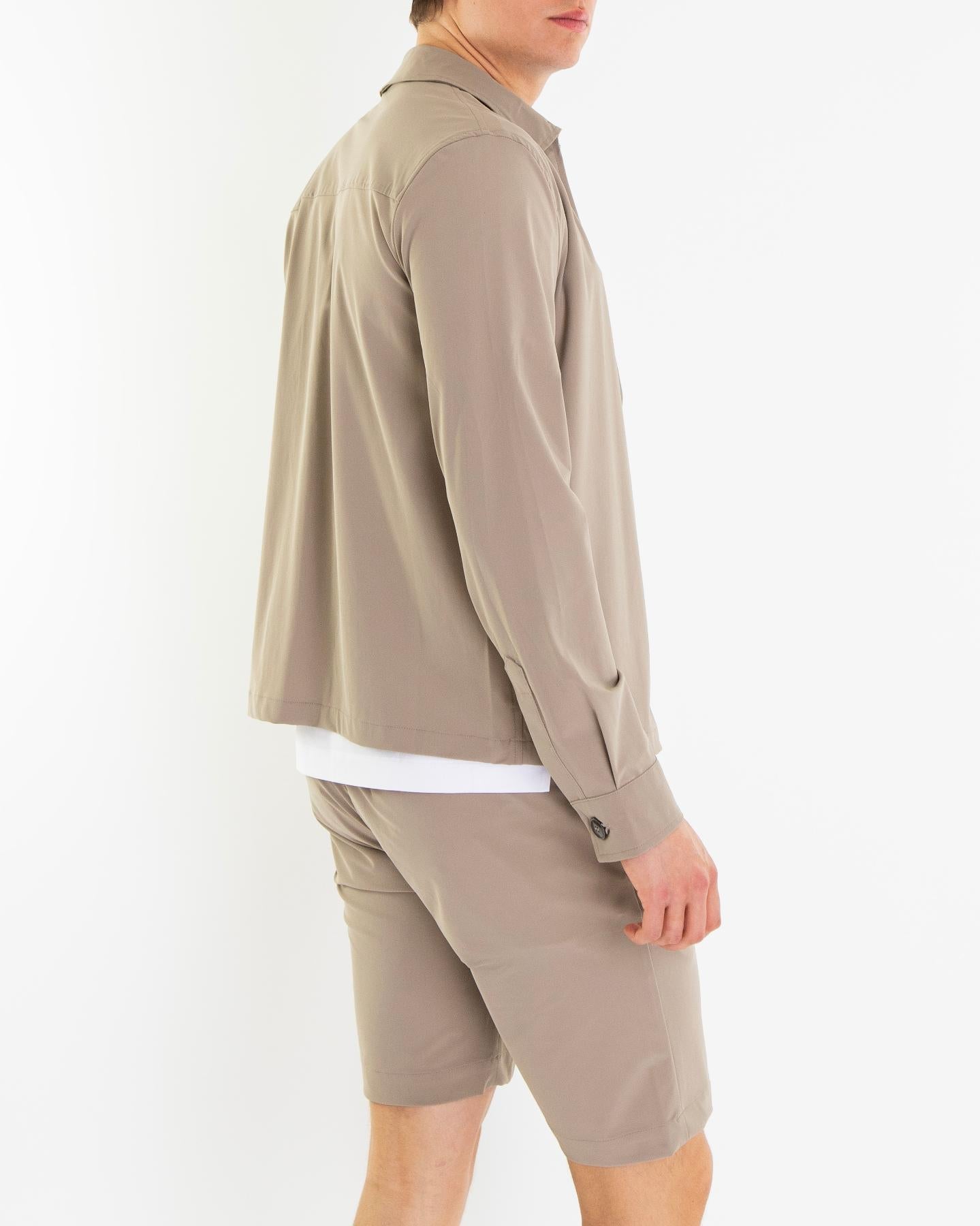 VALENZA Heren Tech Stretch Overshirt Beige - Eleganza.nl