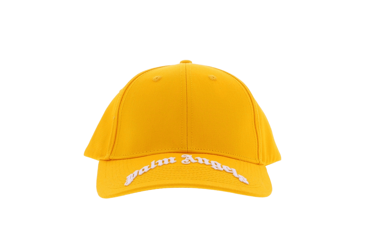 Men Curved Logo Cap Yellow White