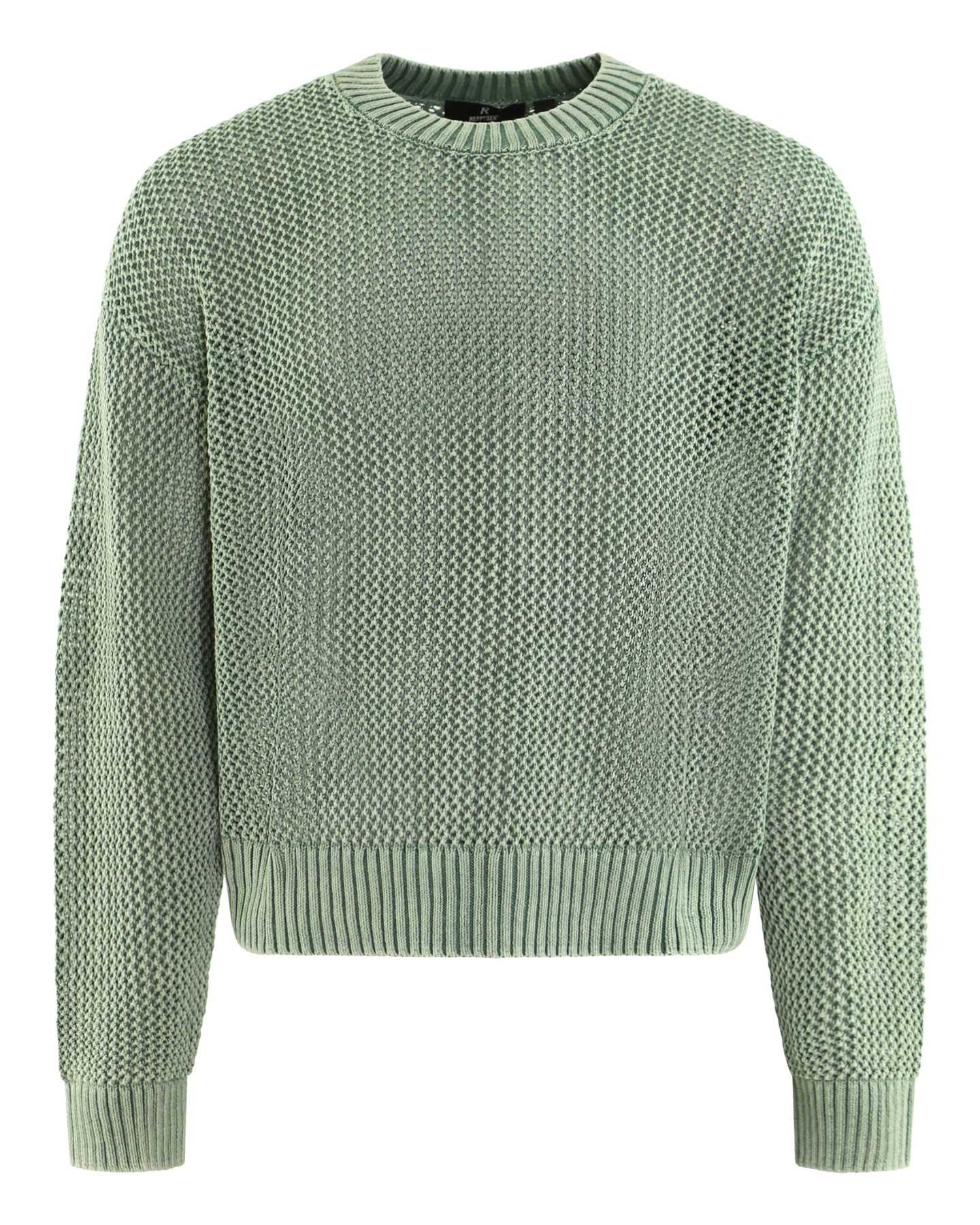 Heren Open Gauge Knit Sweater Groen