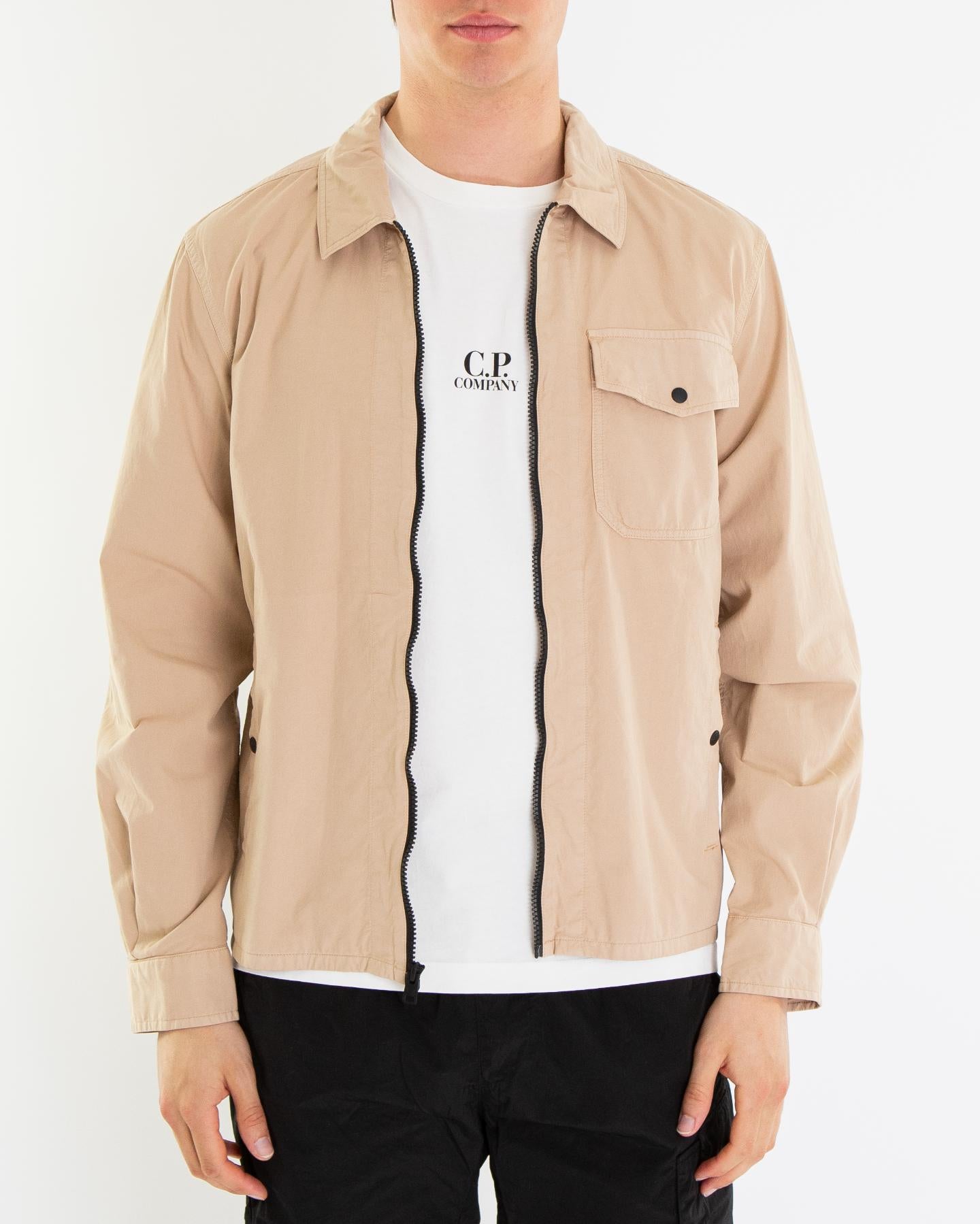 Heren Gabardine Overshirt Beige