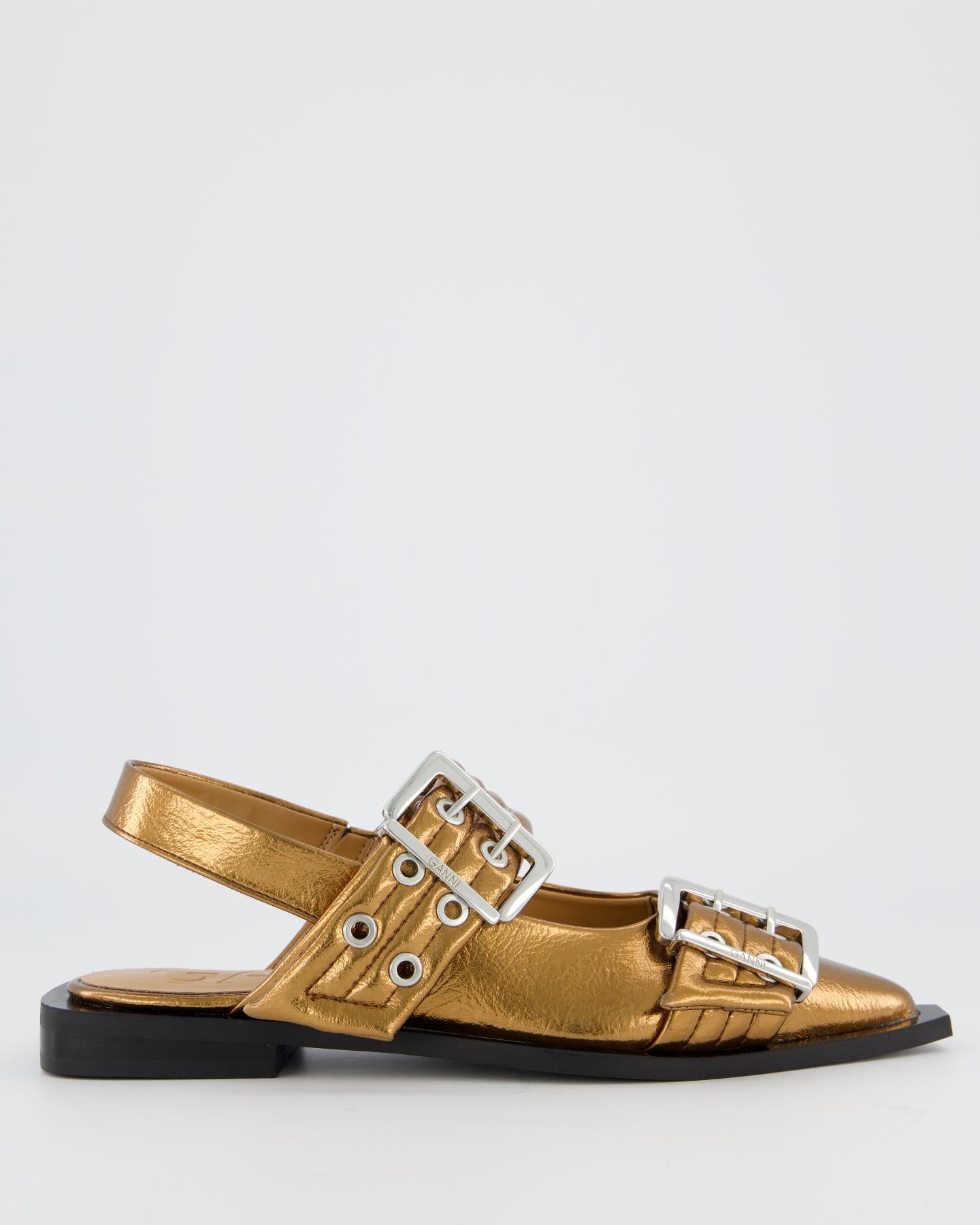 Women's Chunky Buckle Ballerina Bronze