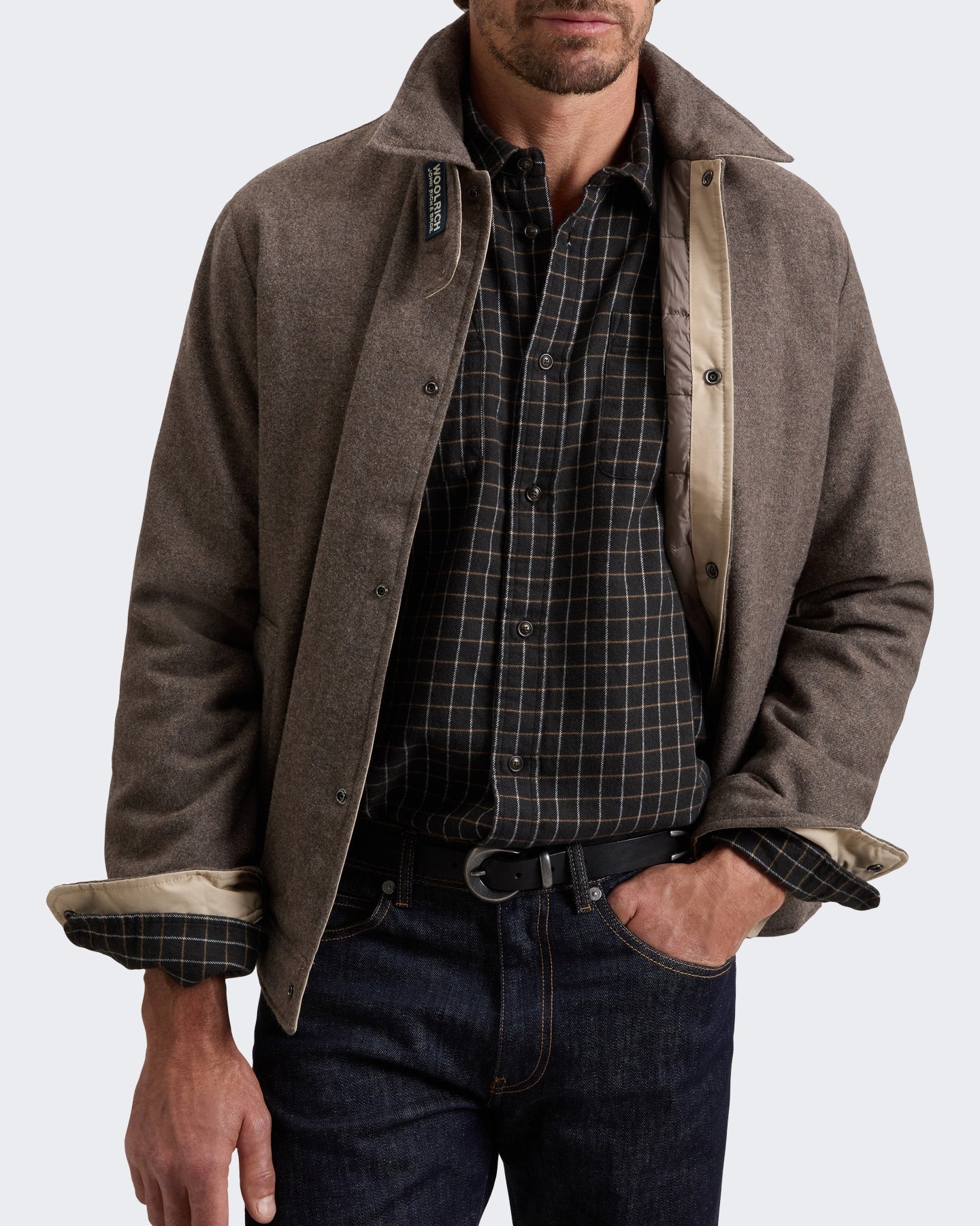 Woolrich Heren Wool Keating shirt jacket Grijs - Eleganza.nl