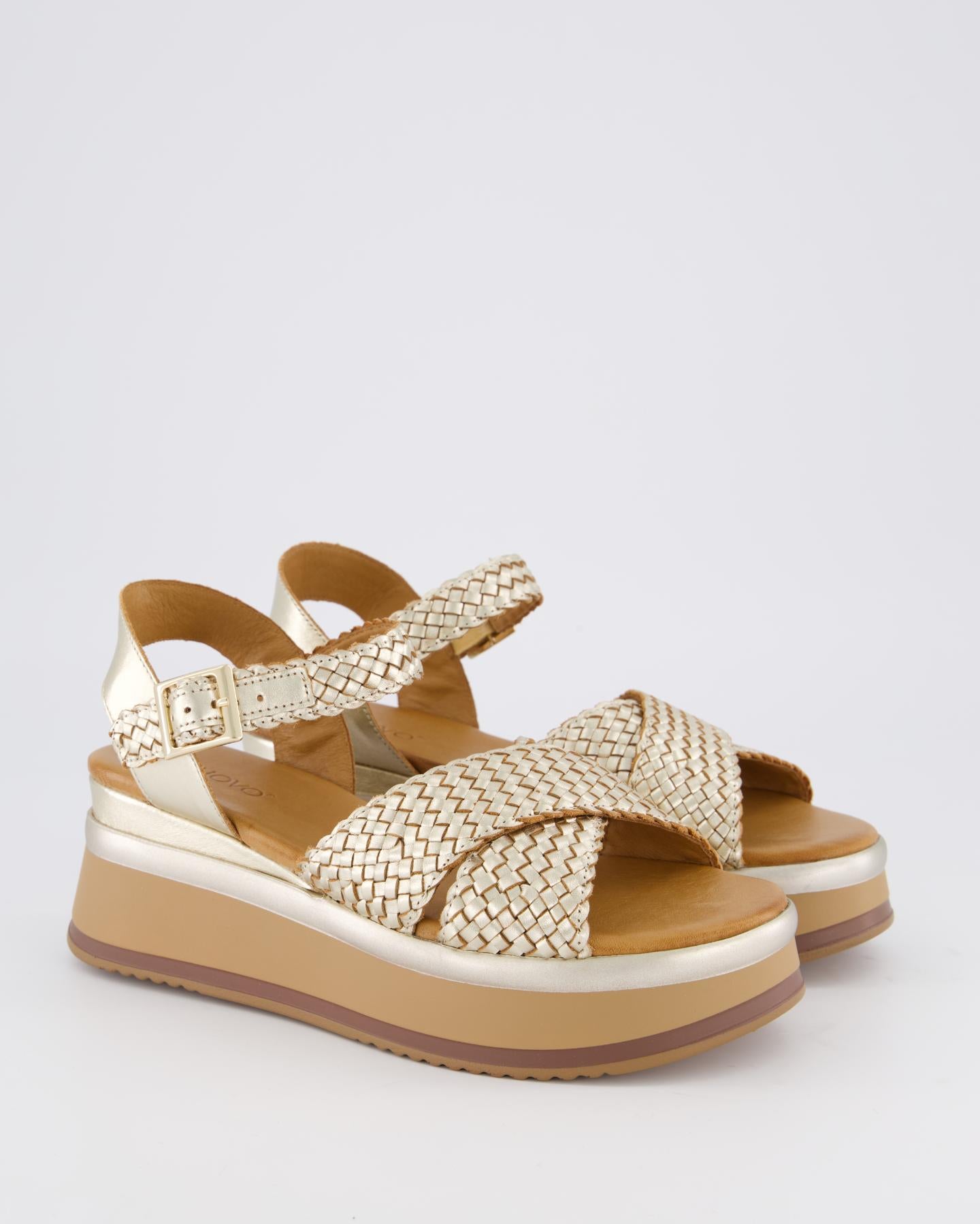 Dames Braided Strap Sandaal Metallic