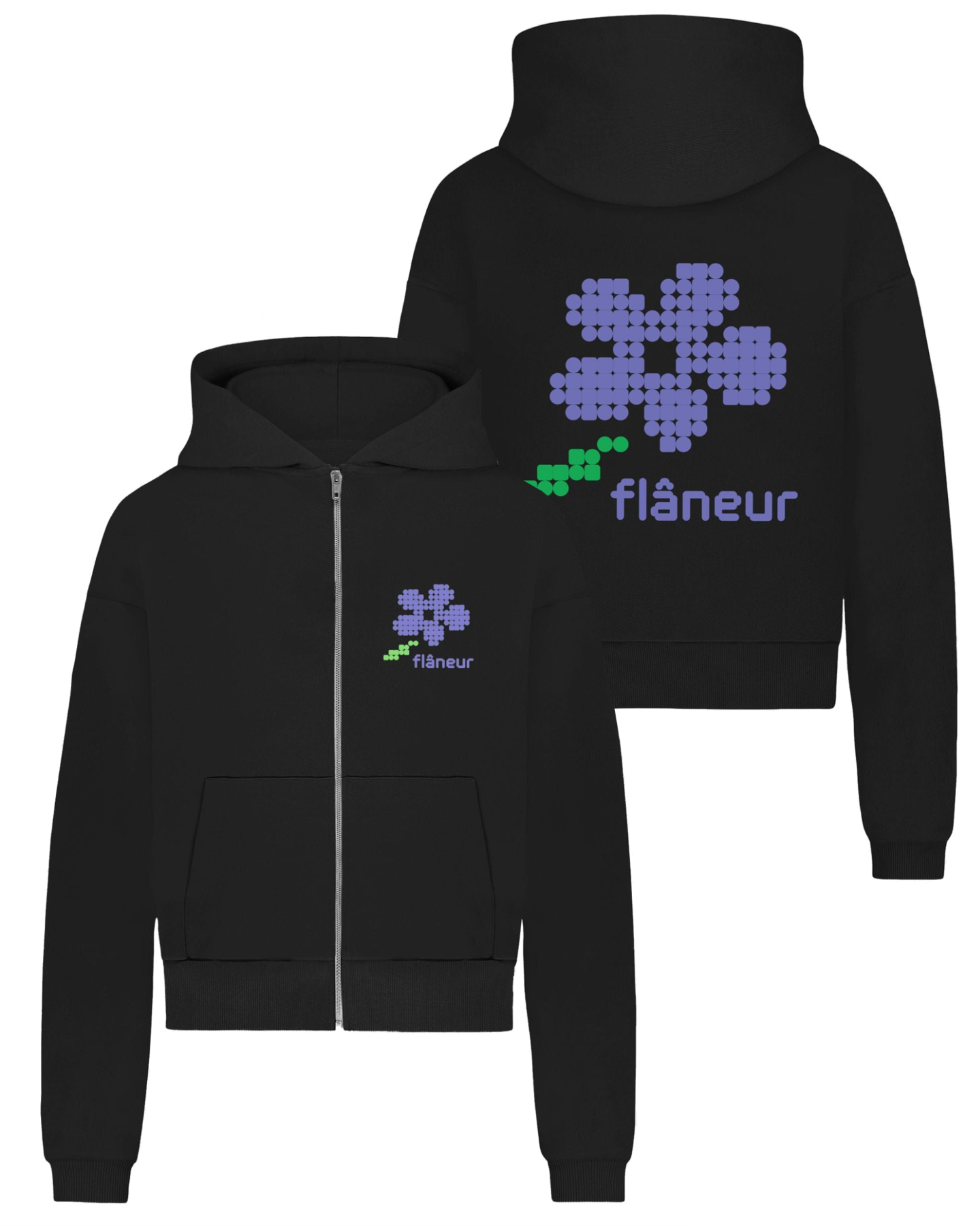 Heren Pixel Flower Zip-Up Zwart