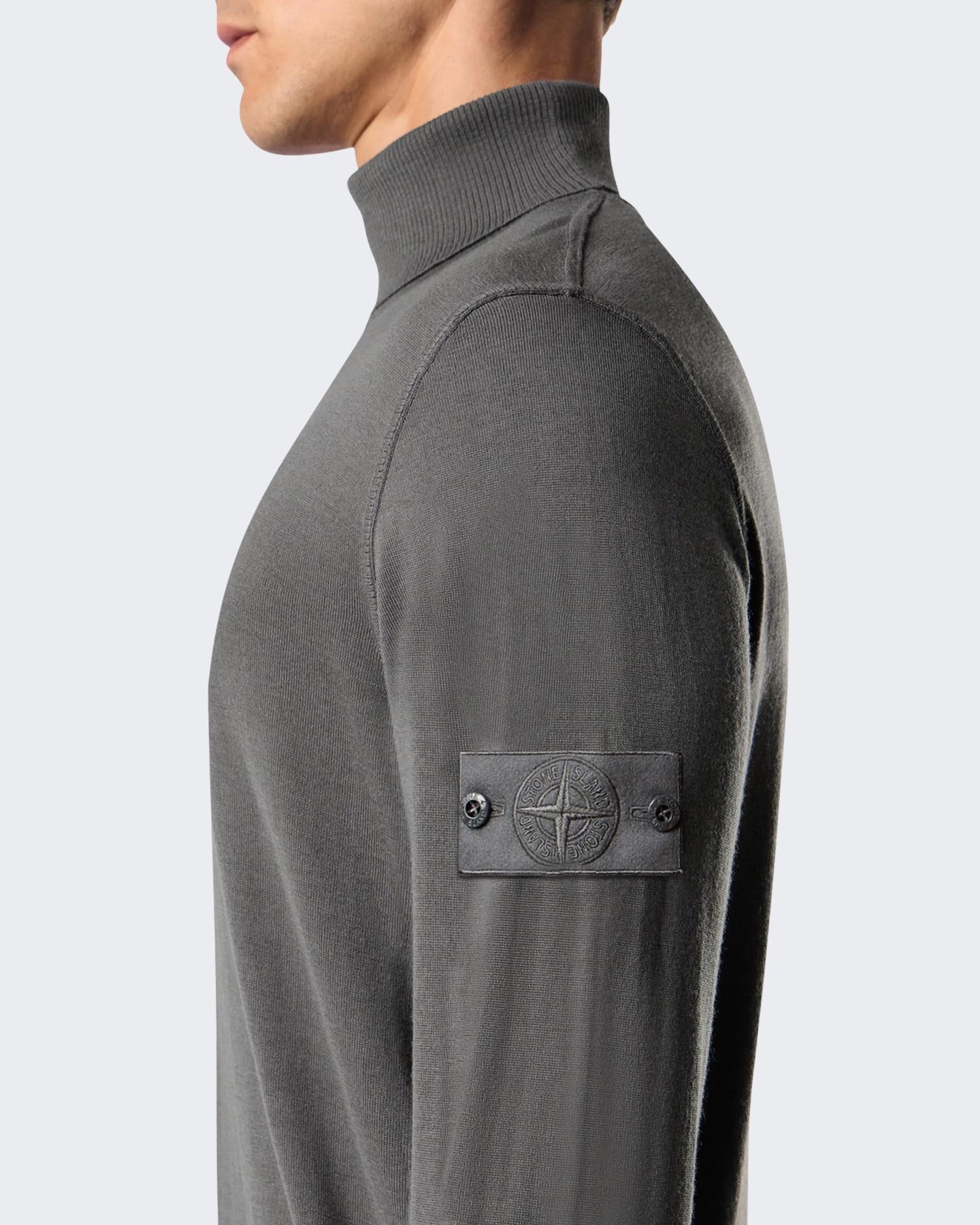 Heren T-Neck Logopatch Sweater Grijs