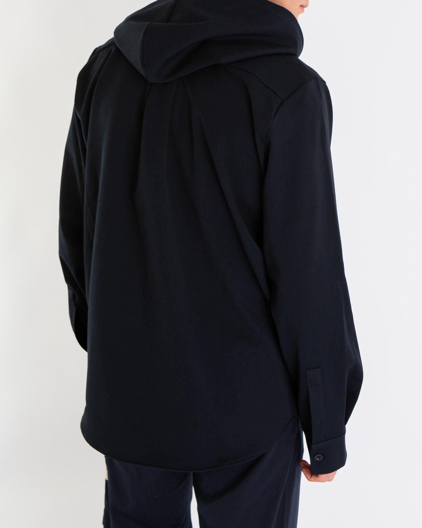 Heren Atelier Hooded Shirt Blauw