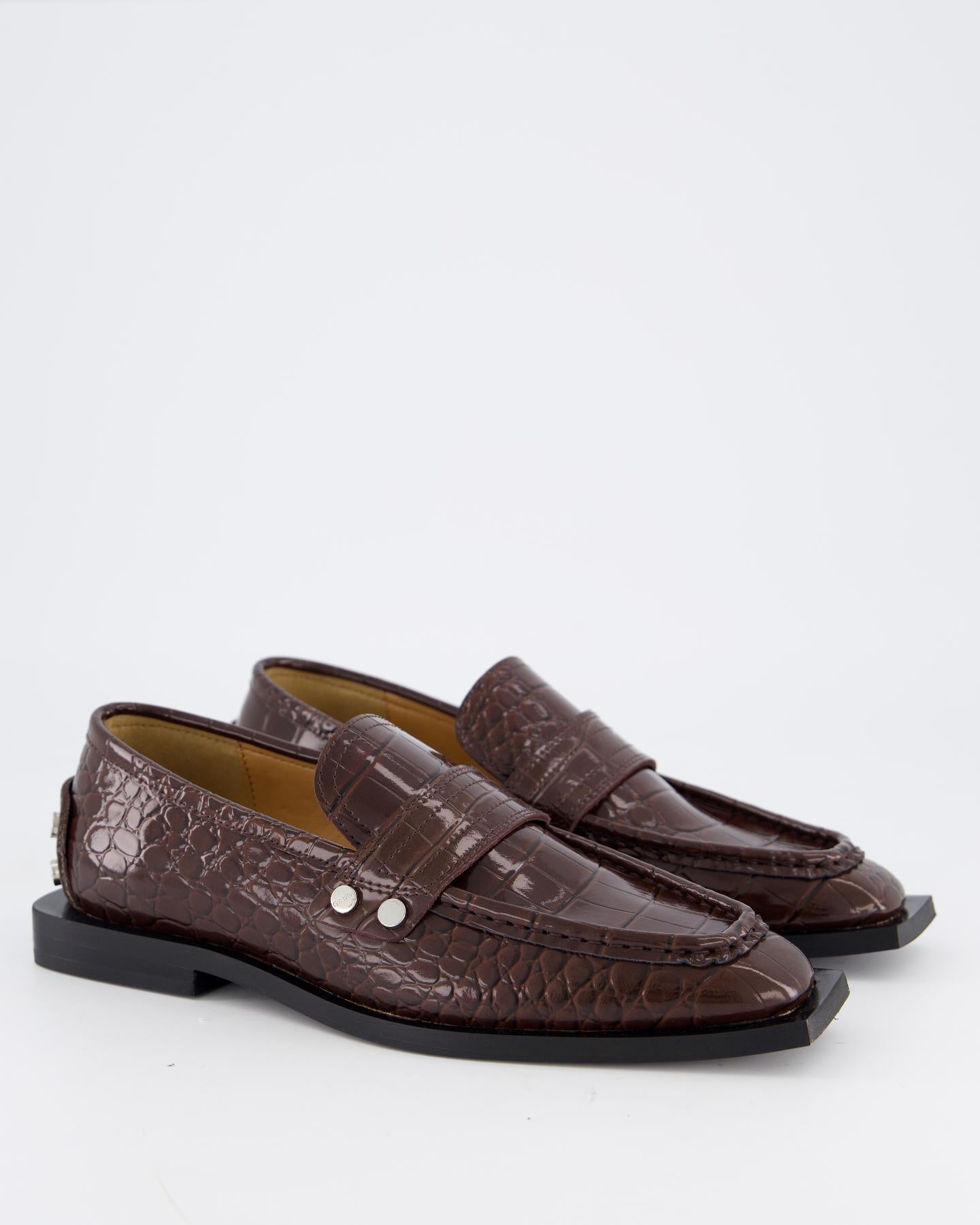 Dames Brown Croco Loafers