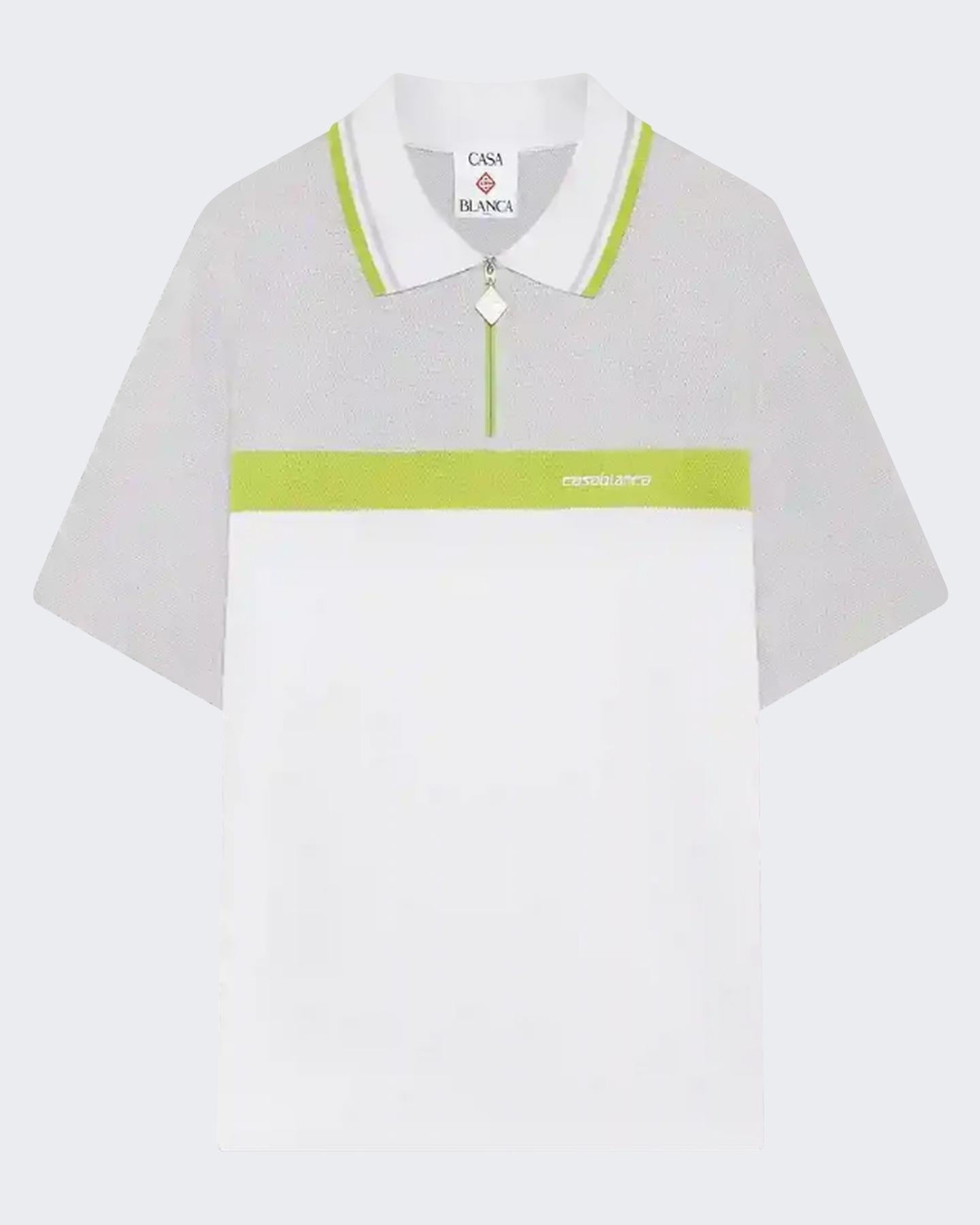 Casablanca Heren Quarter Zip Polo Wit/Grijs
