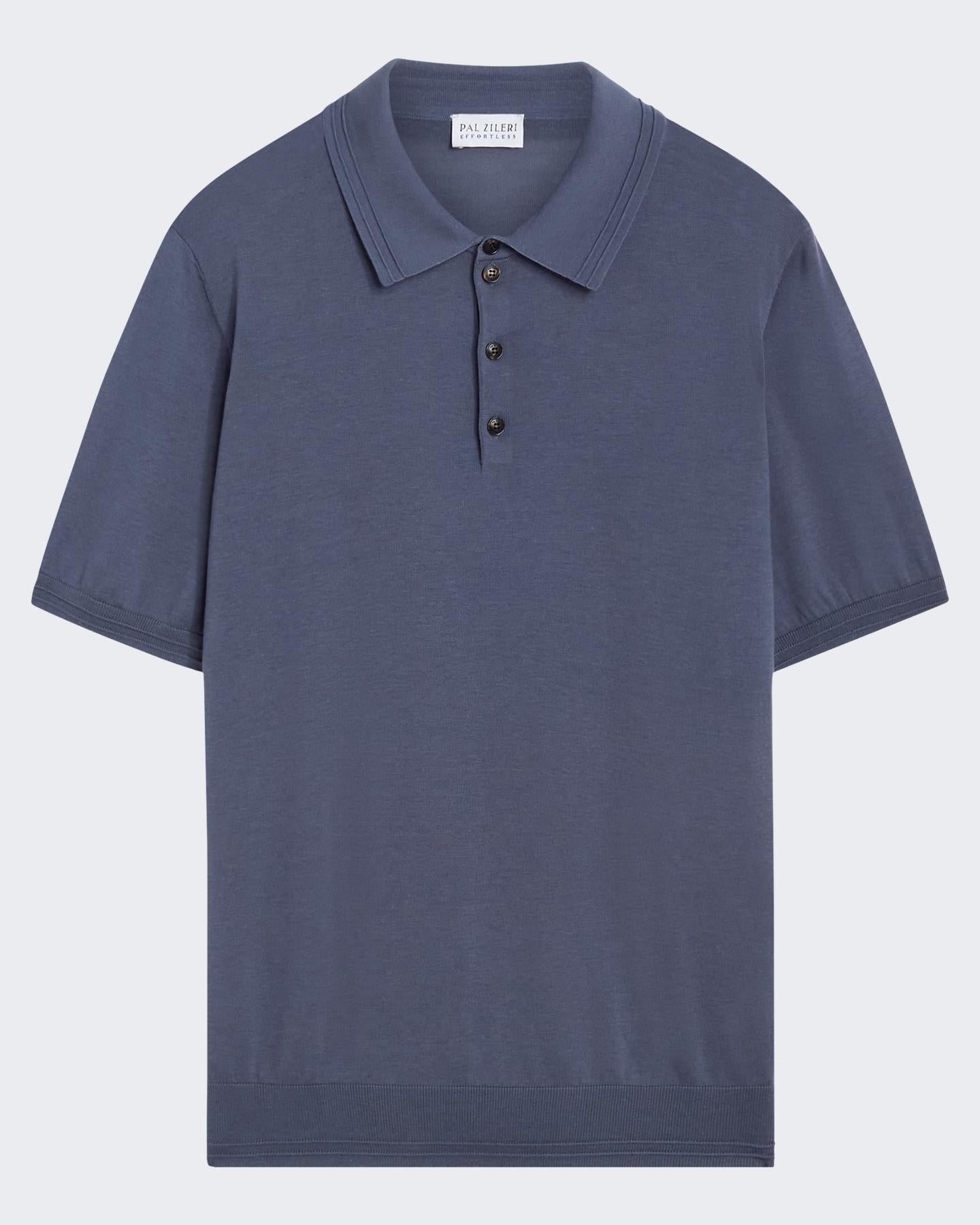 Pal Zileri Heren Knitted Polo Blauw
