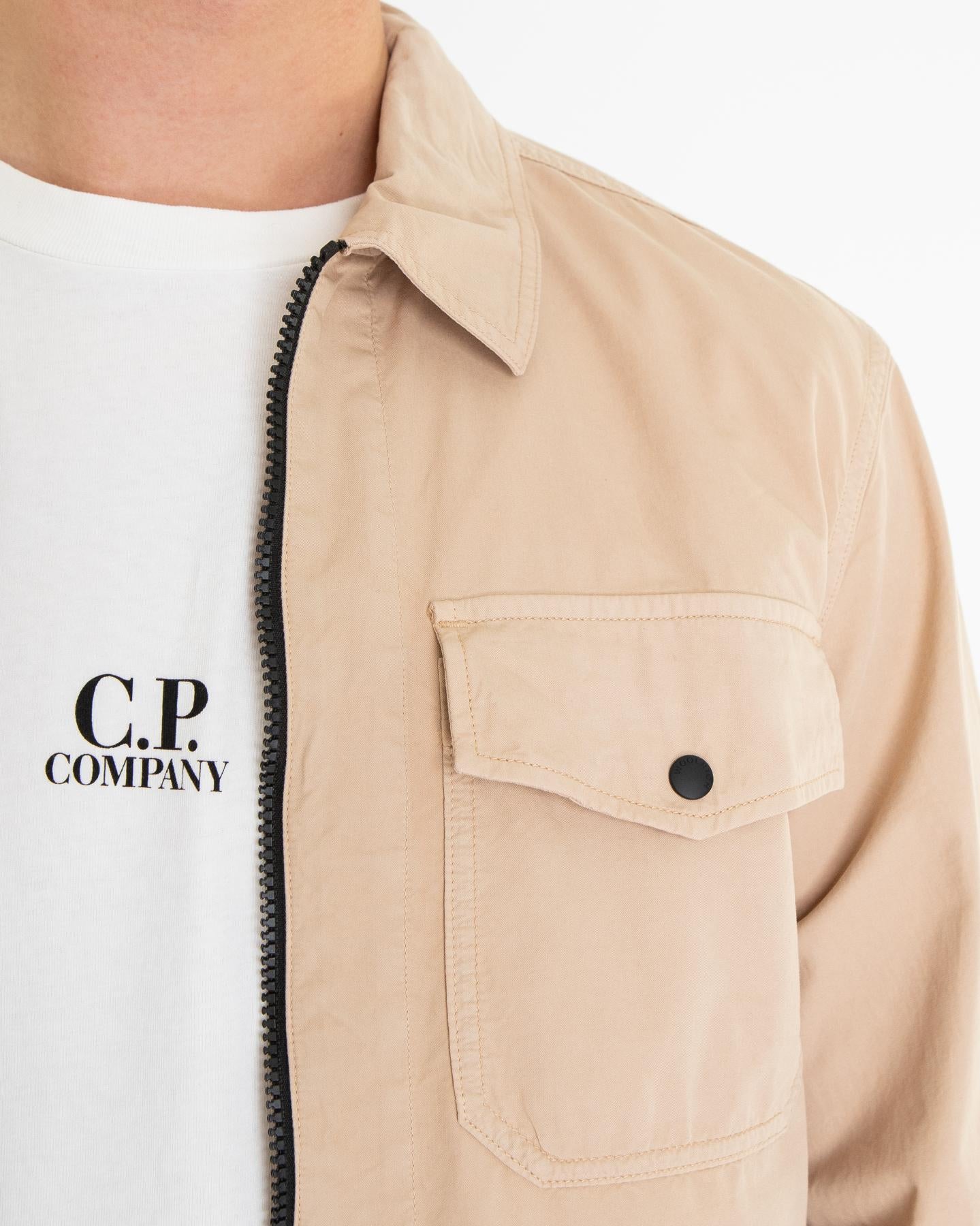 Heren Gabardine Overshirt Beige