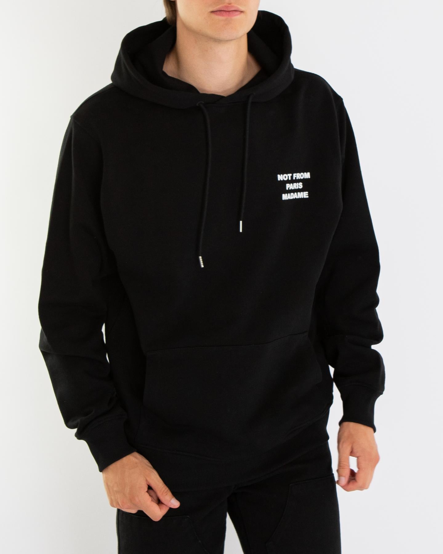 Heren Slogan Hoodie Zwart