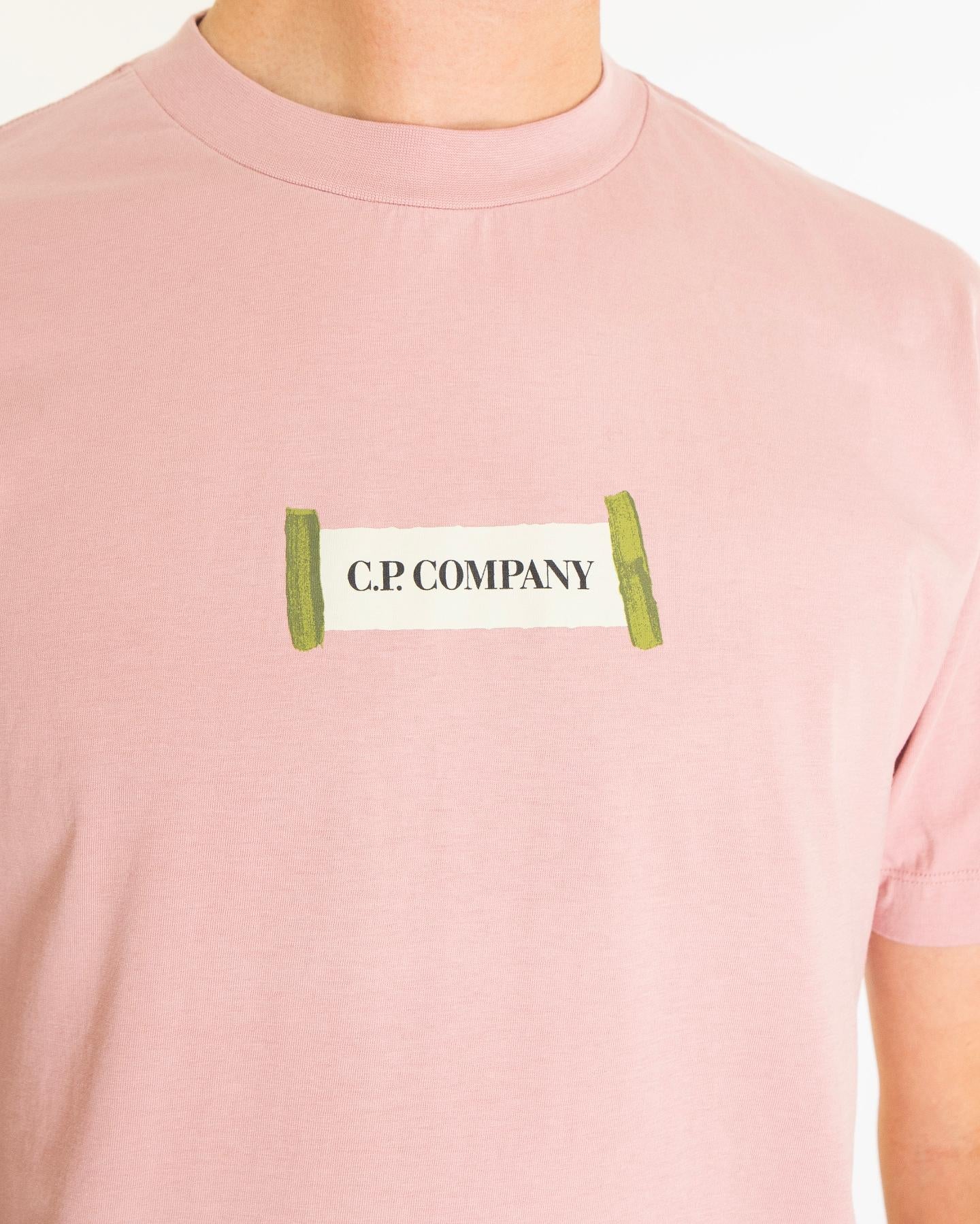 Heren Printed Logo T-Shirt Roze