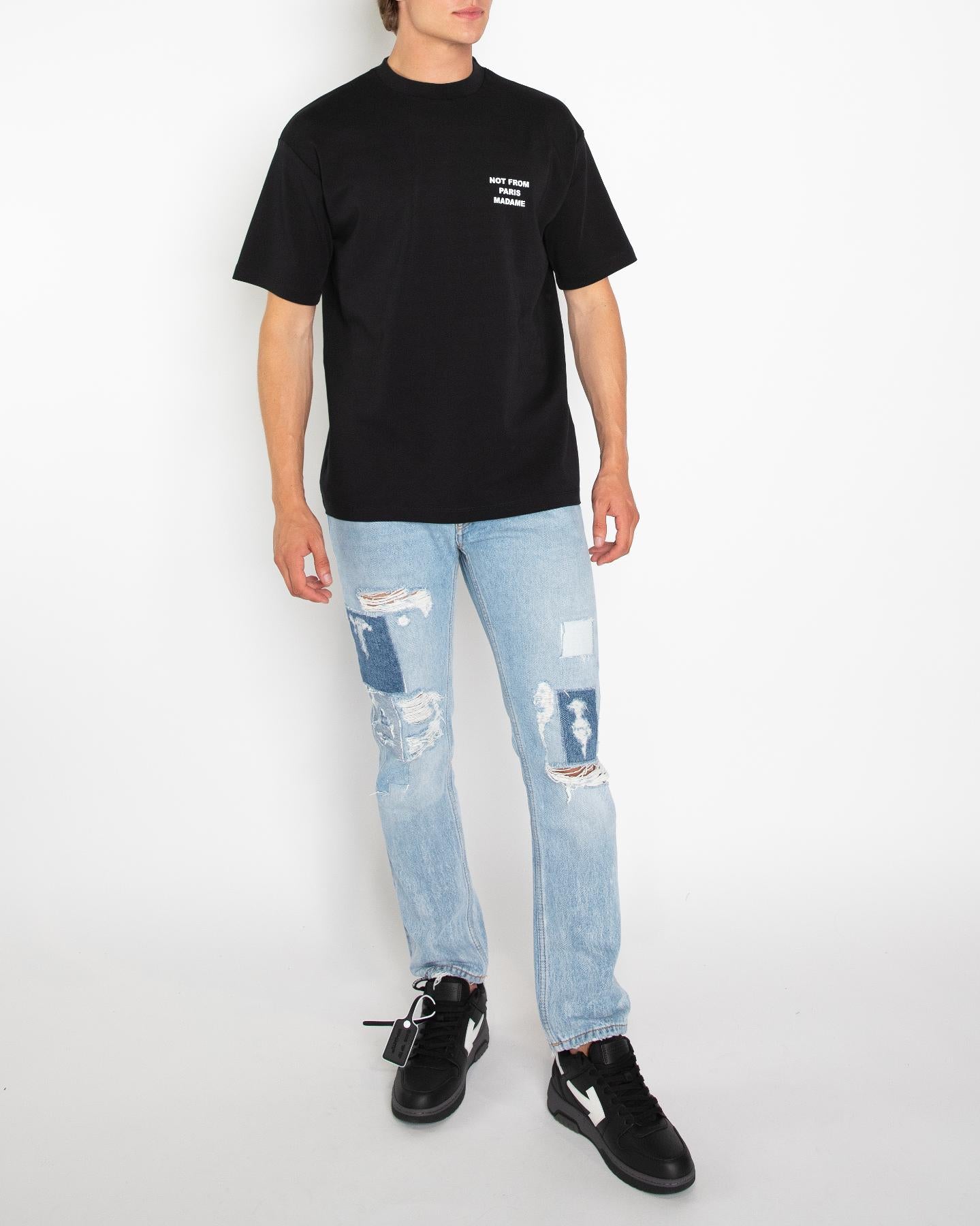 Heren Slogan T-Shirt Zwart