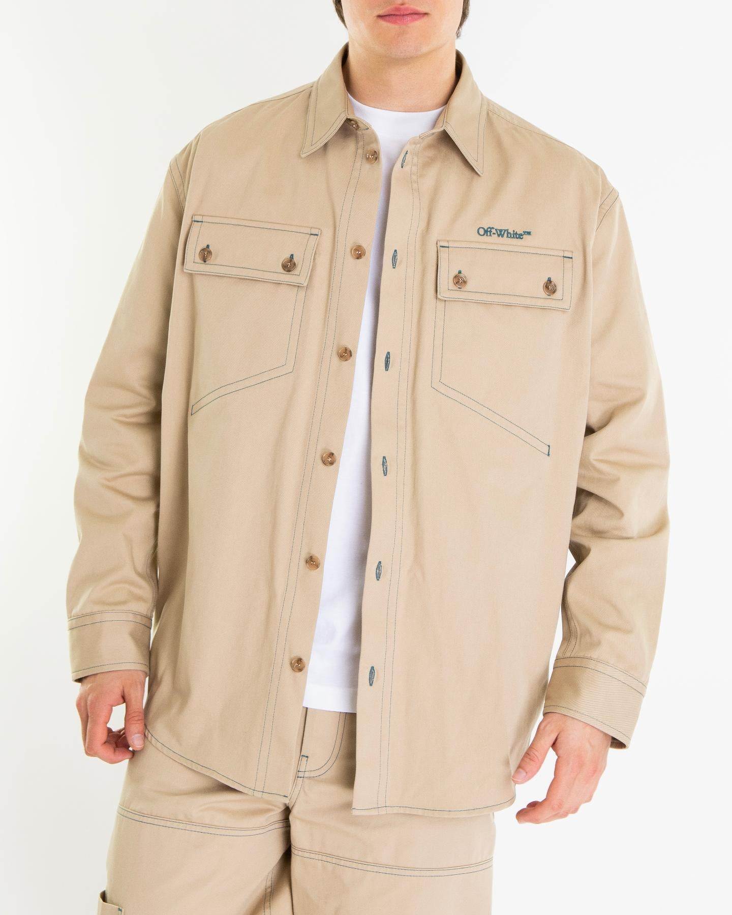 Heren Stitch Cotgab Overshirt Beige