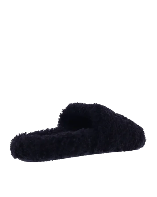 Men Furry Slide Sandal Black