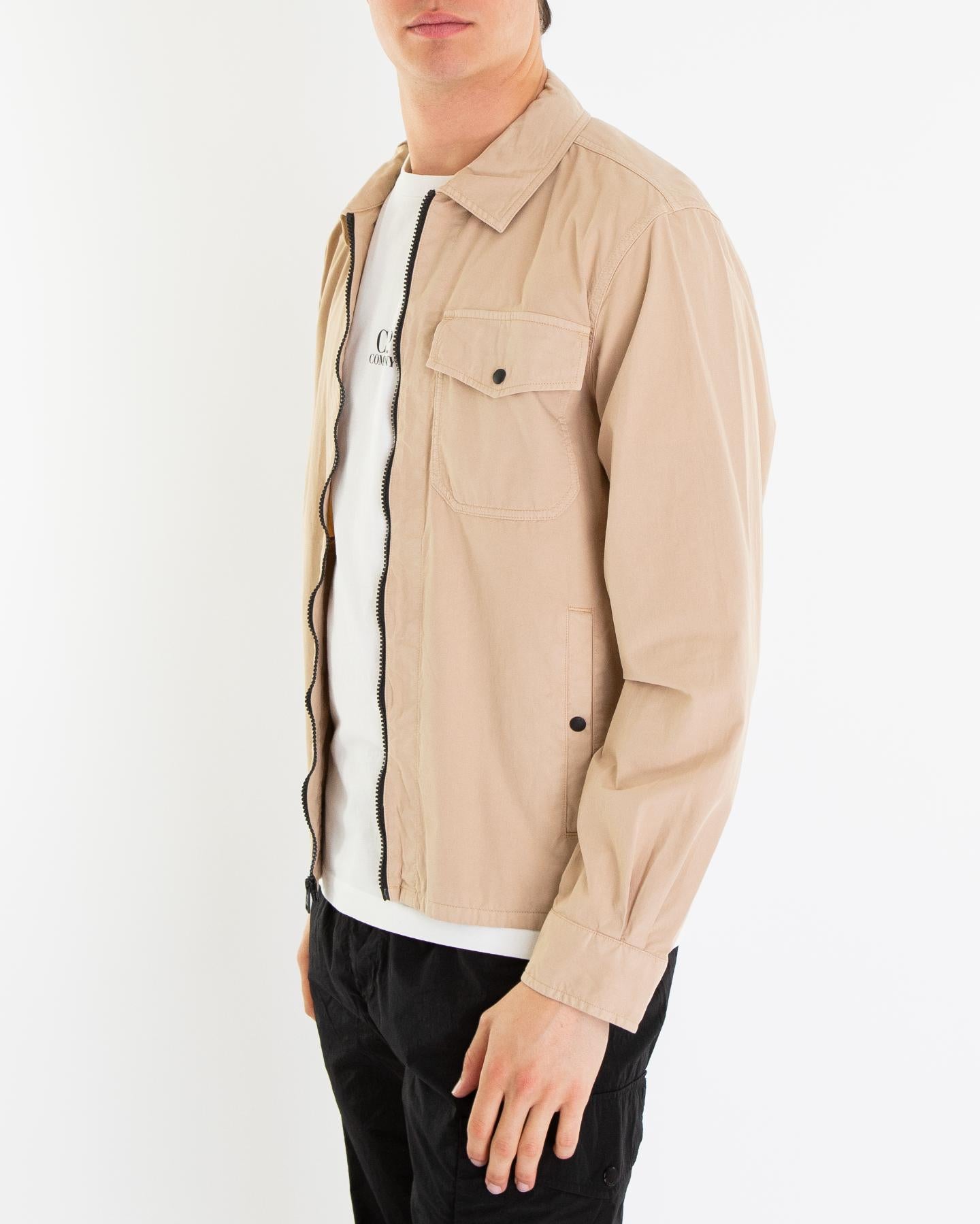 Heren Gabardine Overshirt Beige