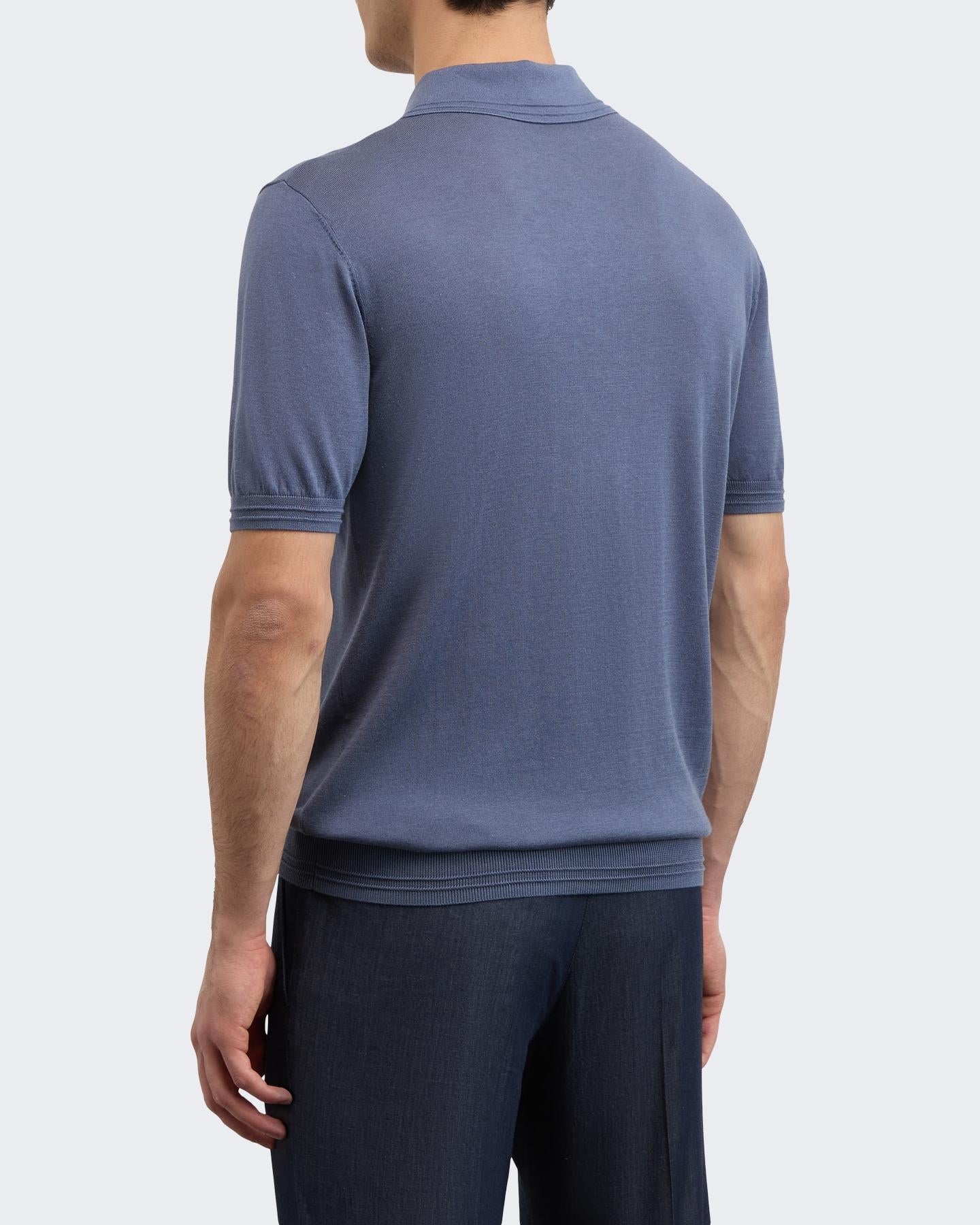 Pal Zileri Heren Knitted Polo Blauw