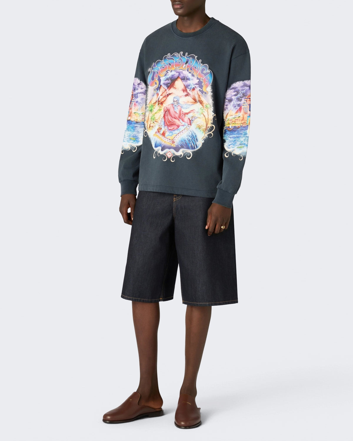 Men's Eveil Ancestral Washed Long Sleeve Tee Eveil Ancestral Blue