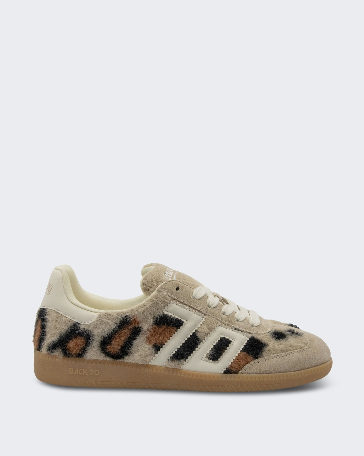 Women's Mohair sneaker met leopard print Kameel/Boter