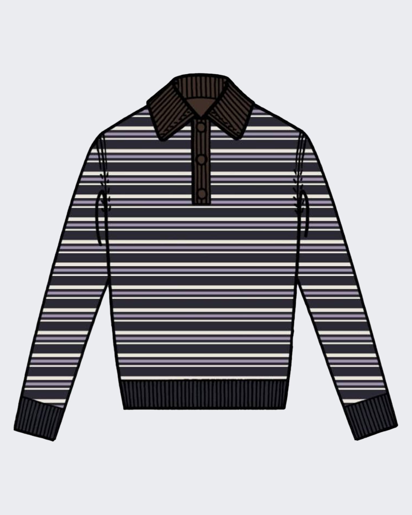 Heren Gestreepte polo met lange mouwen Blauw