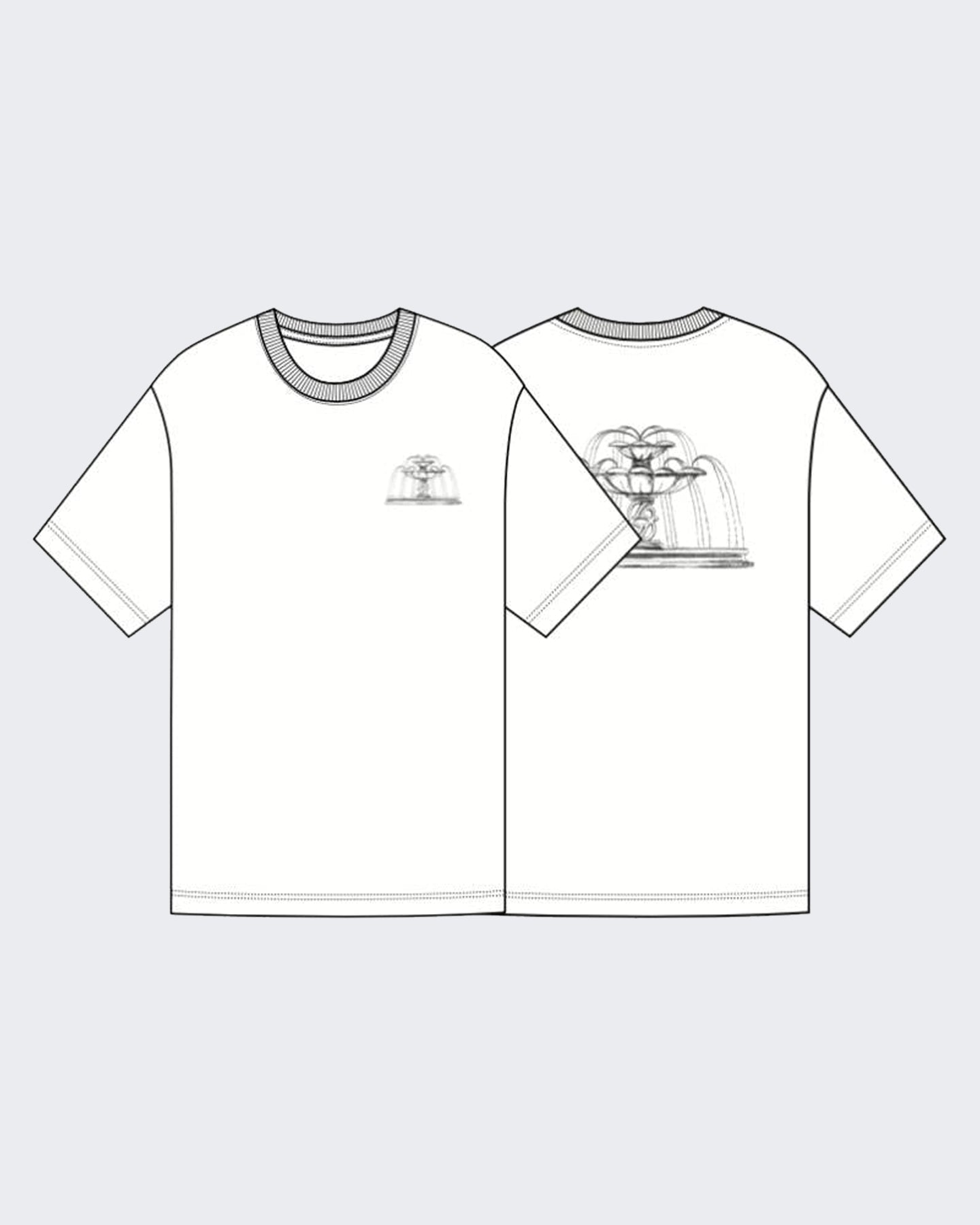 Heren T-shirt met fontein print Blauw