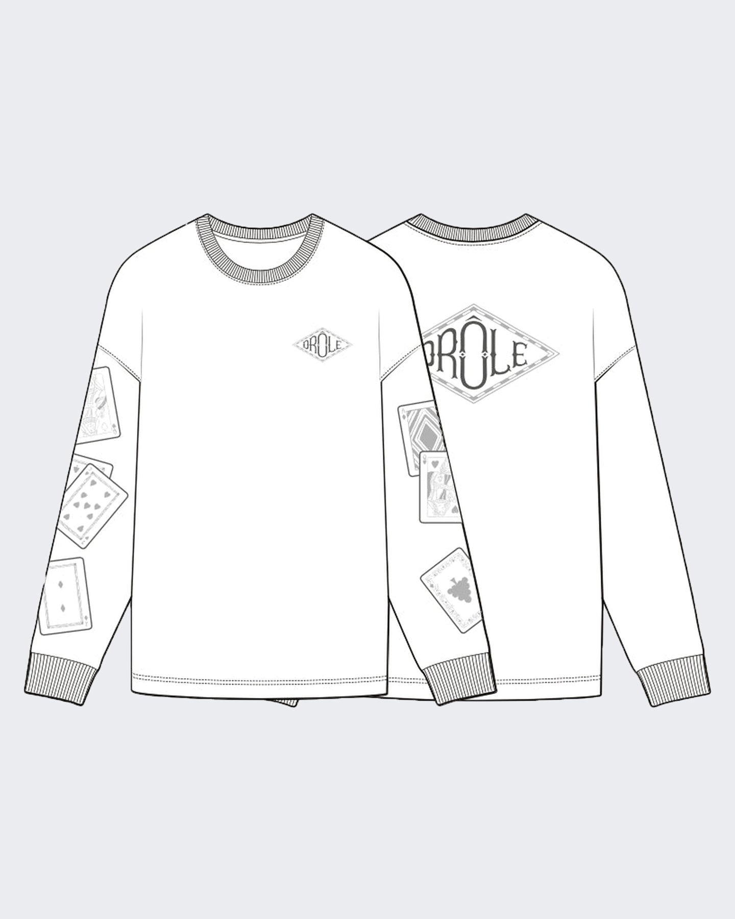 Heren Longsleeve t-shirt met kaarten print Blauw