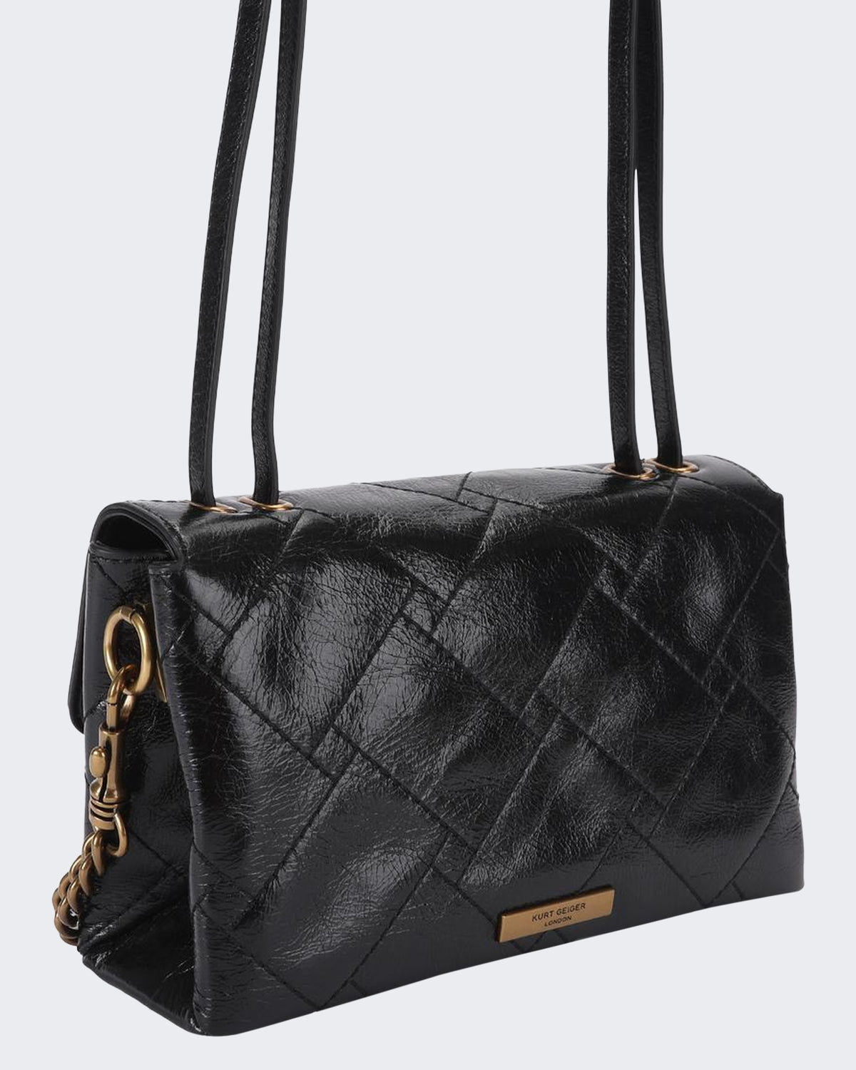 Women's 690-Celia Flap Shoulder Bag-Black-Leather Black