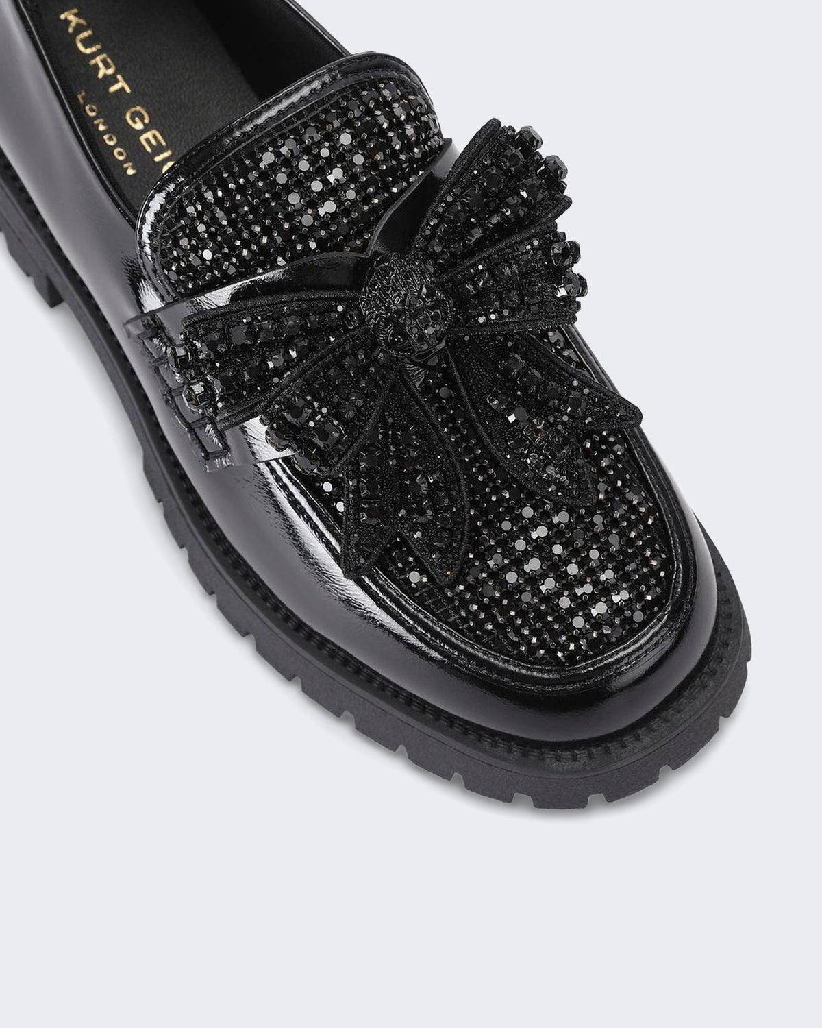 Women's 225-Bow Crystal Loafer-Black-Leather Black
