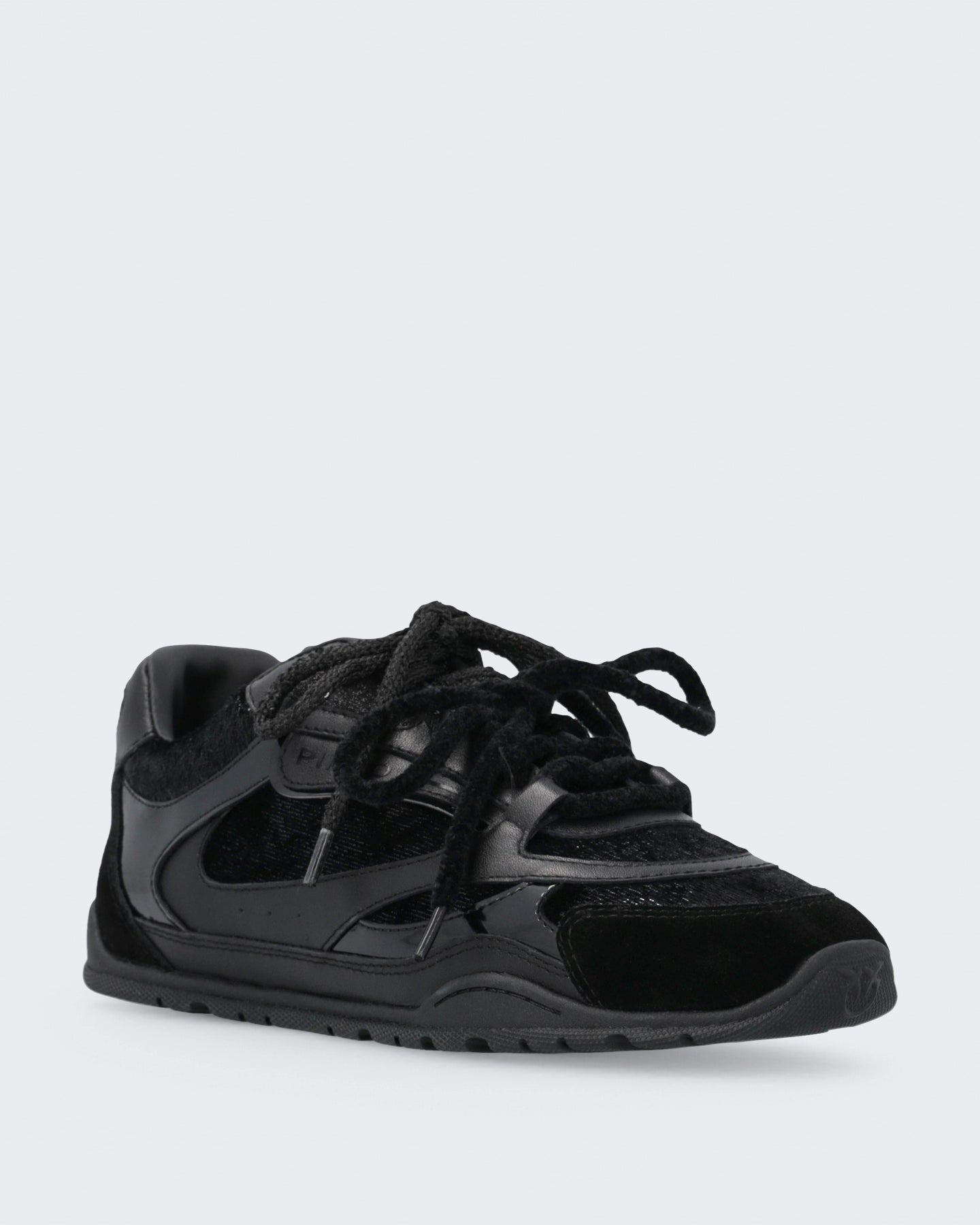Women's Yulia sneaker van leer en fluweel met Black