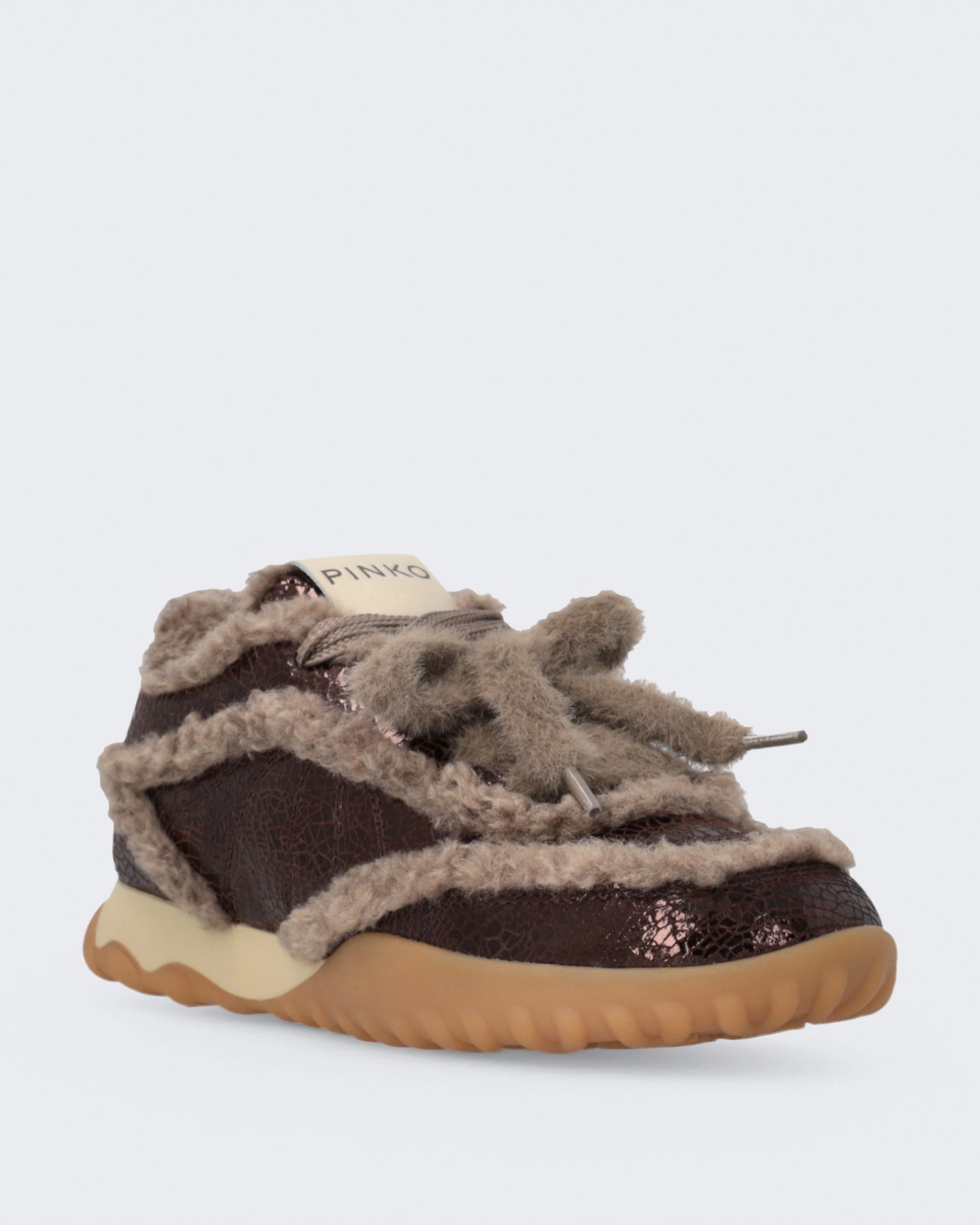 Women's Gea sneaker met craquelé en bont Brown