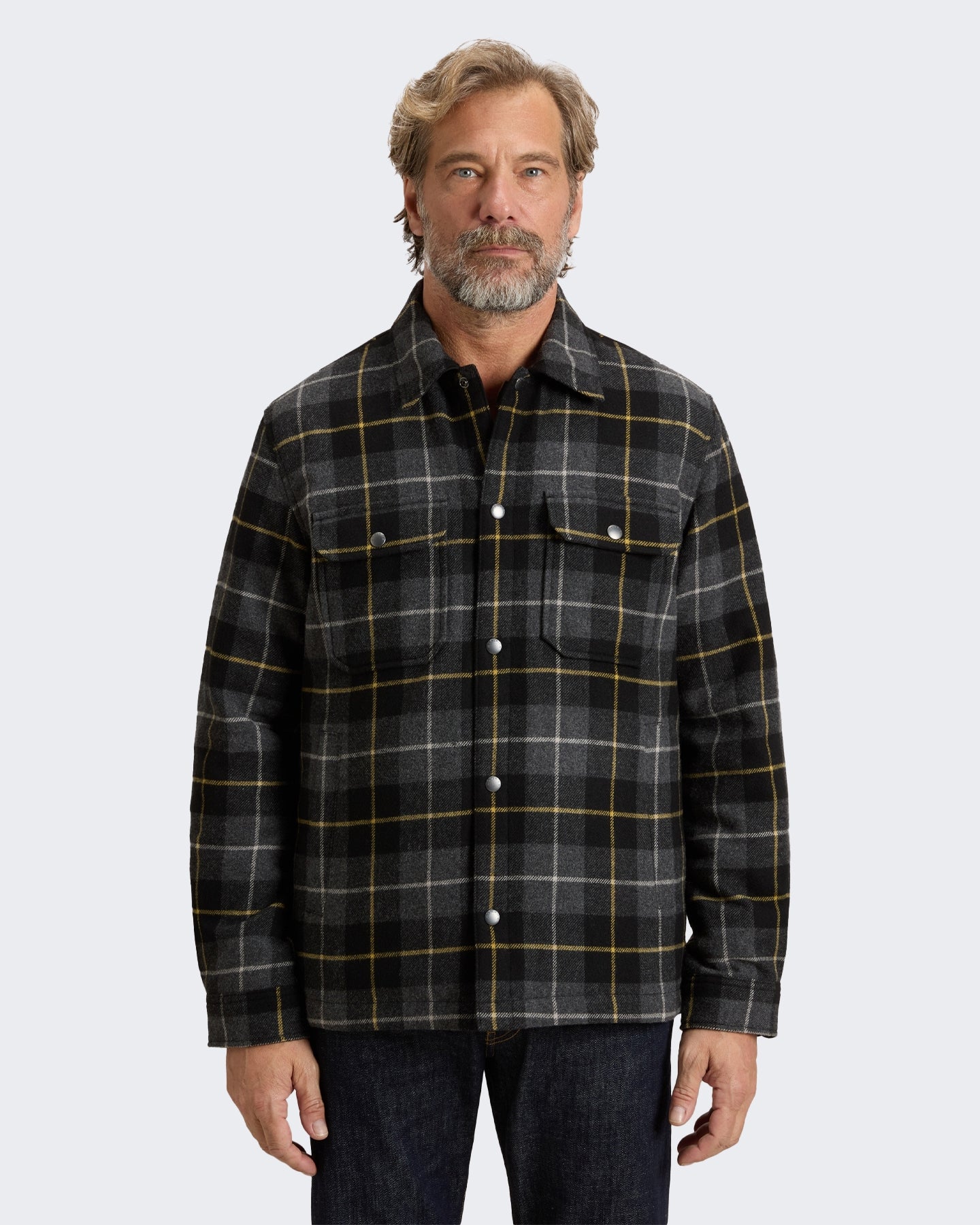 Heren Wool Alaskan shirt jacket met ruitmotief Zwart