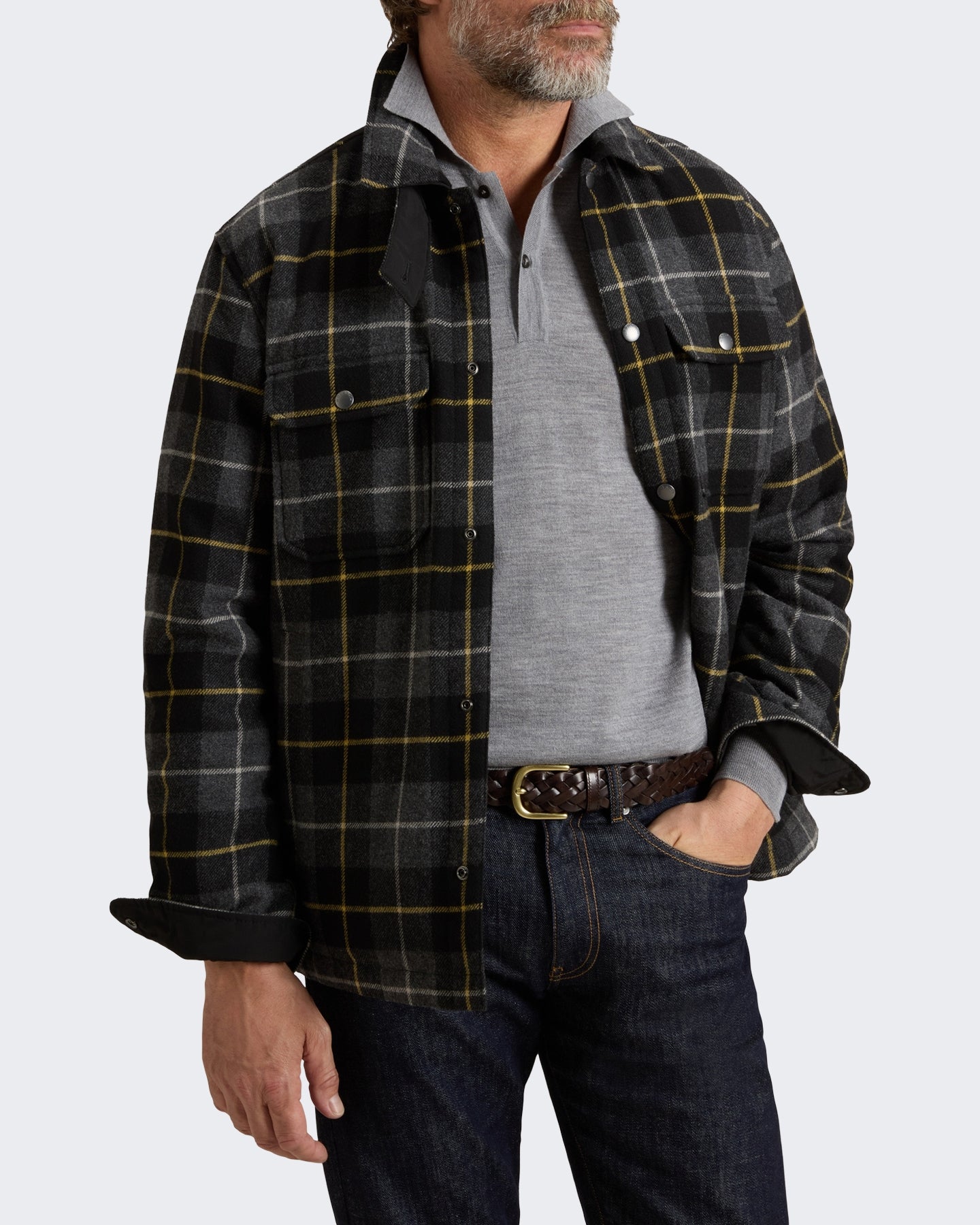 Heren Wool Alaskan shirt jacket met ruitmotief Zwart