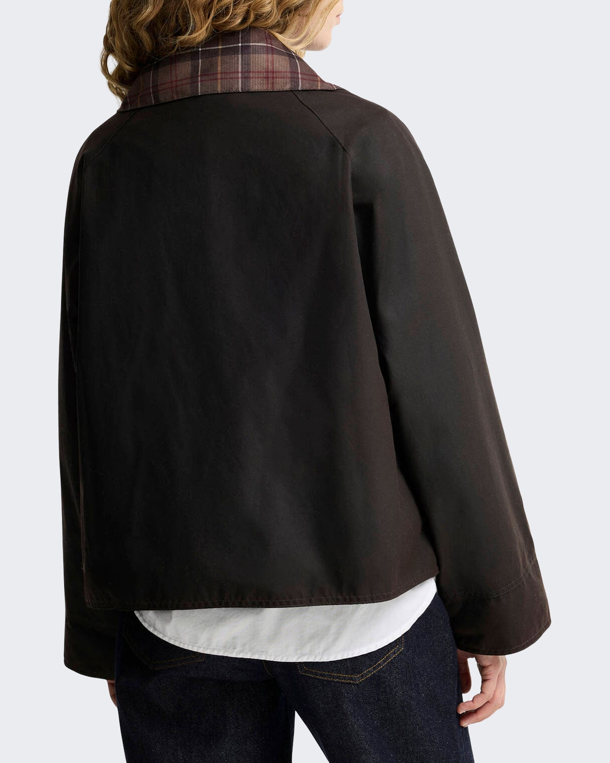 Dames Spey waxjas met tartan kraag Bruin