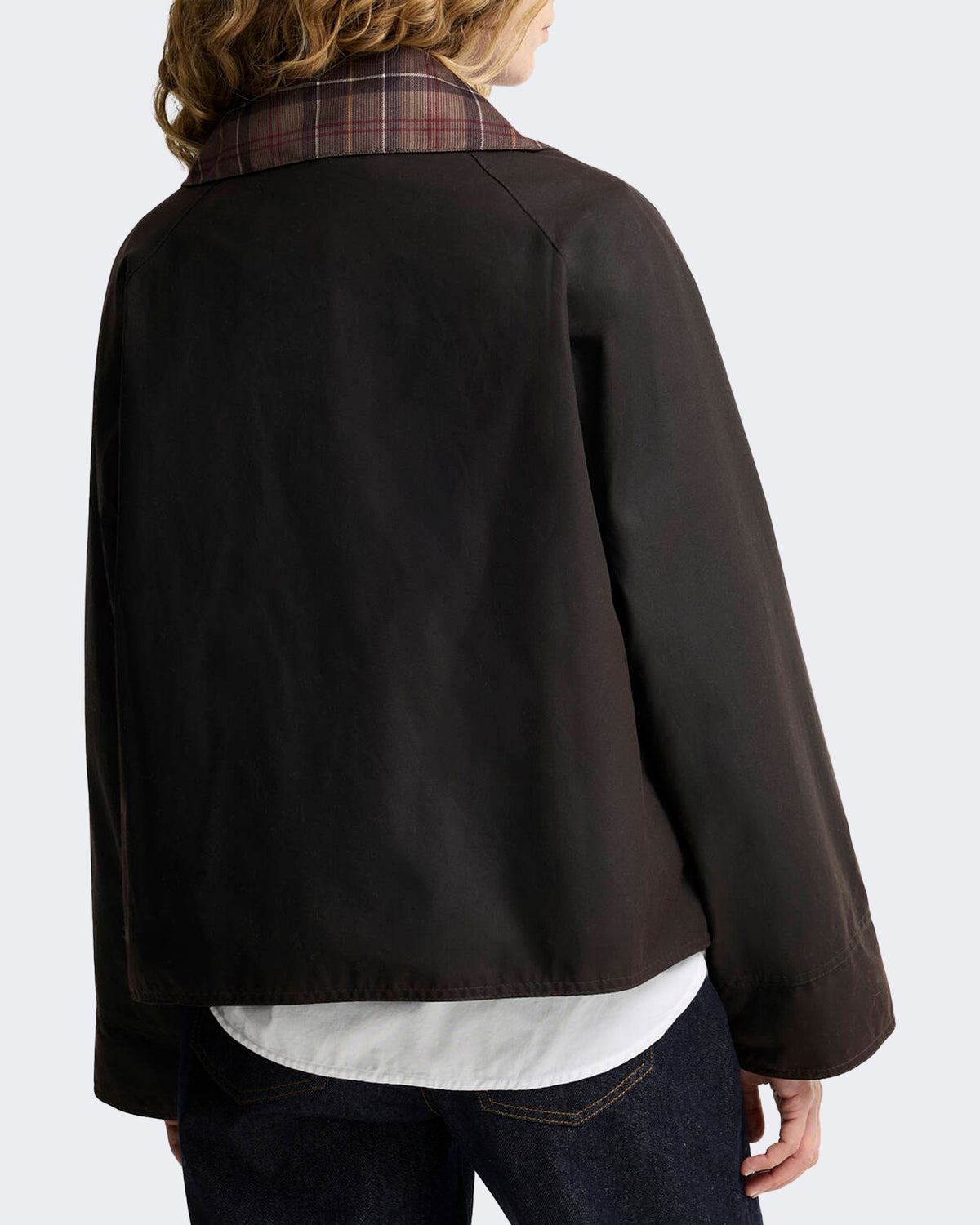 Dames Spey waxjas met tartan kraag Bruin