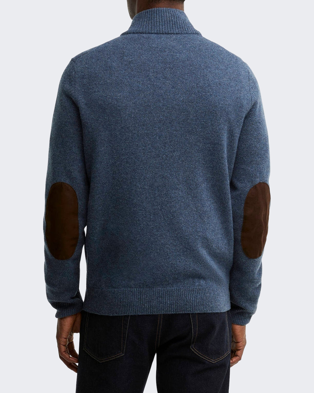 Men's Essential gebreide Jumper met halve rits Donkerindigo