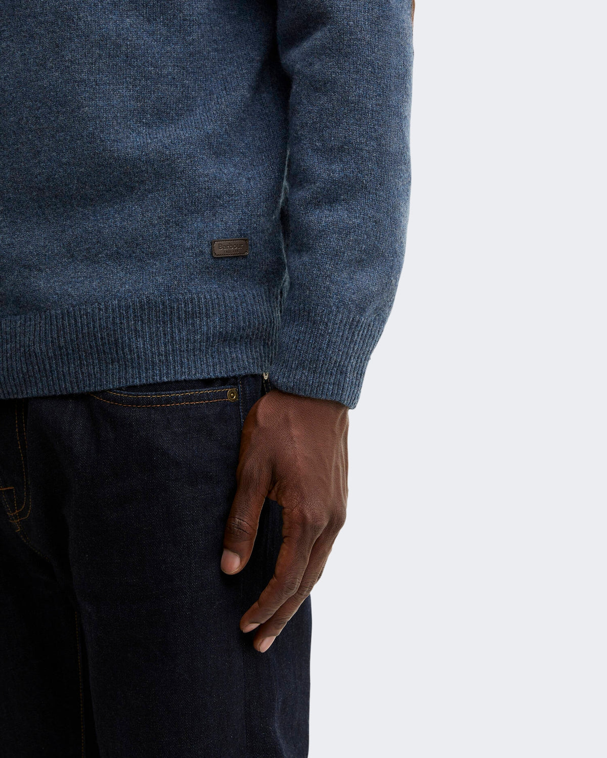 Men's Essential gebreide Jumper met halve rits Donkerindigo