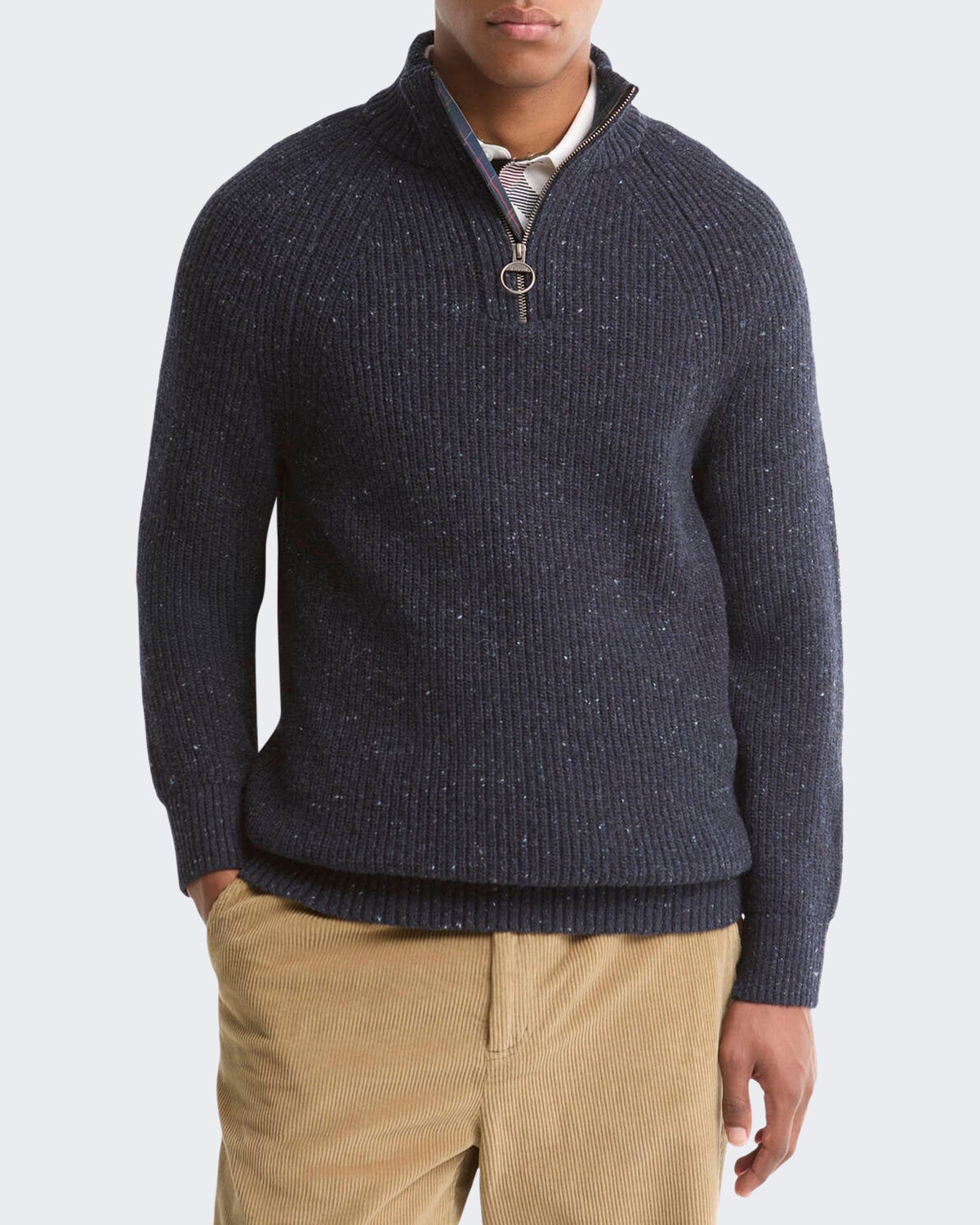 Men's Essentials gemêleerde Jumper met halve rits Blue