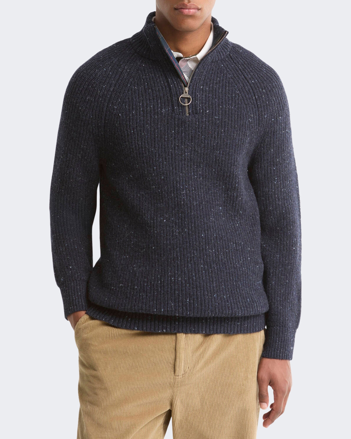 Men's Essentials gemêleerde Jumper met halve rits Blue