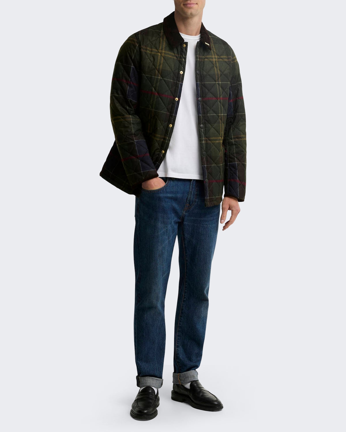 Men's Heritage Liddesdale gewatteerde Jacket met tartan Green