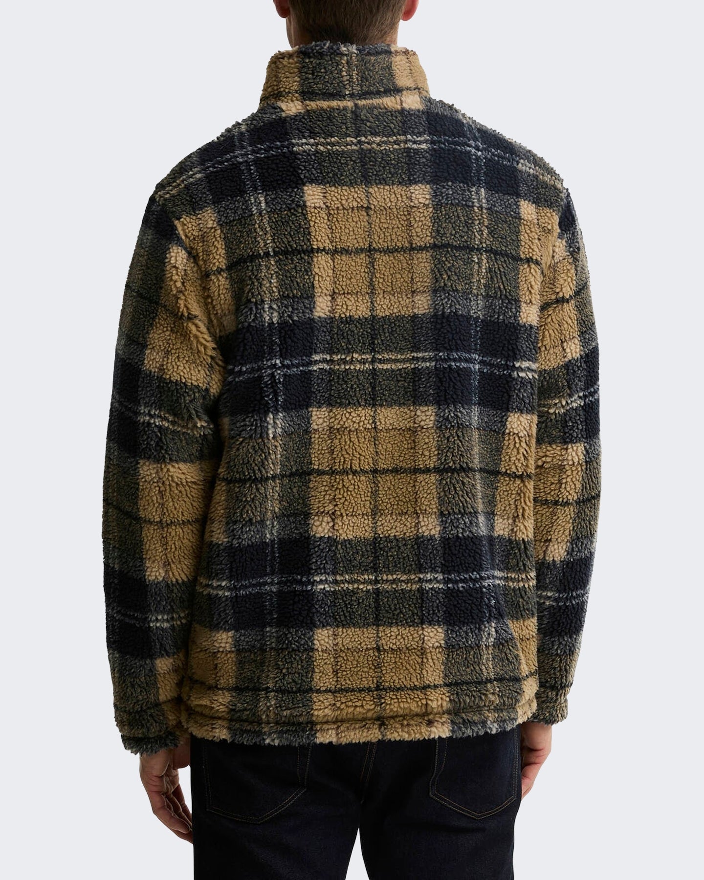 Men's Fleece sweater met rits en ruitmotief Green