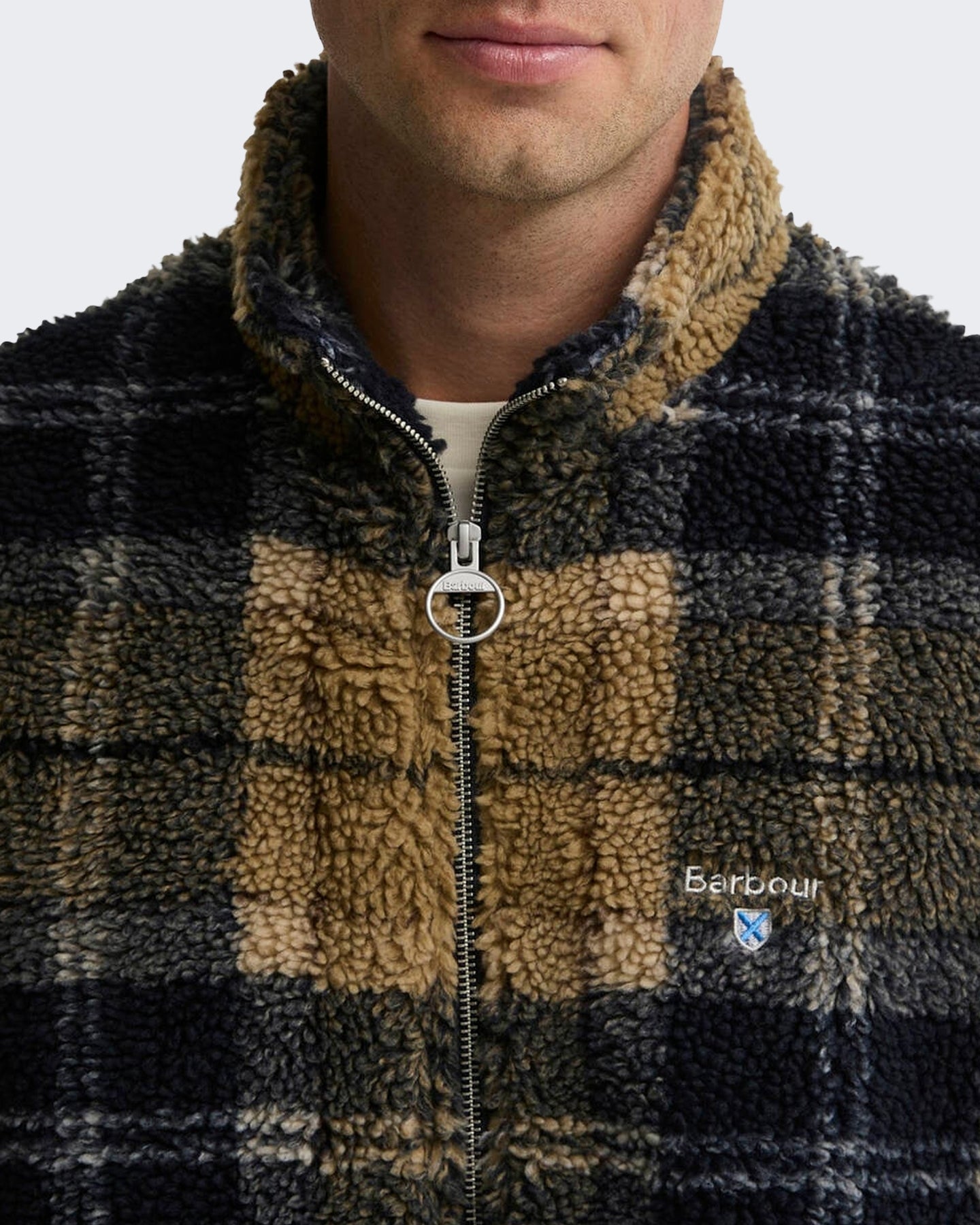 Men's Fleece sweater met rits en ruitmotief Green
