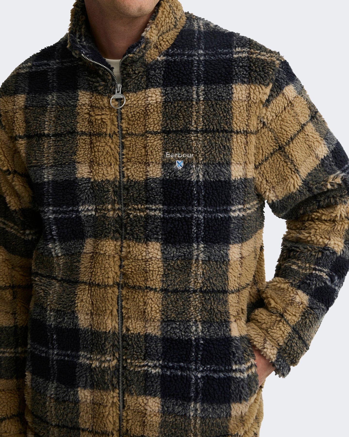 Men's Fleece sweater met rits en ruitmotief Green