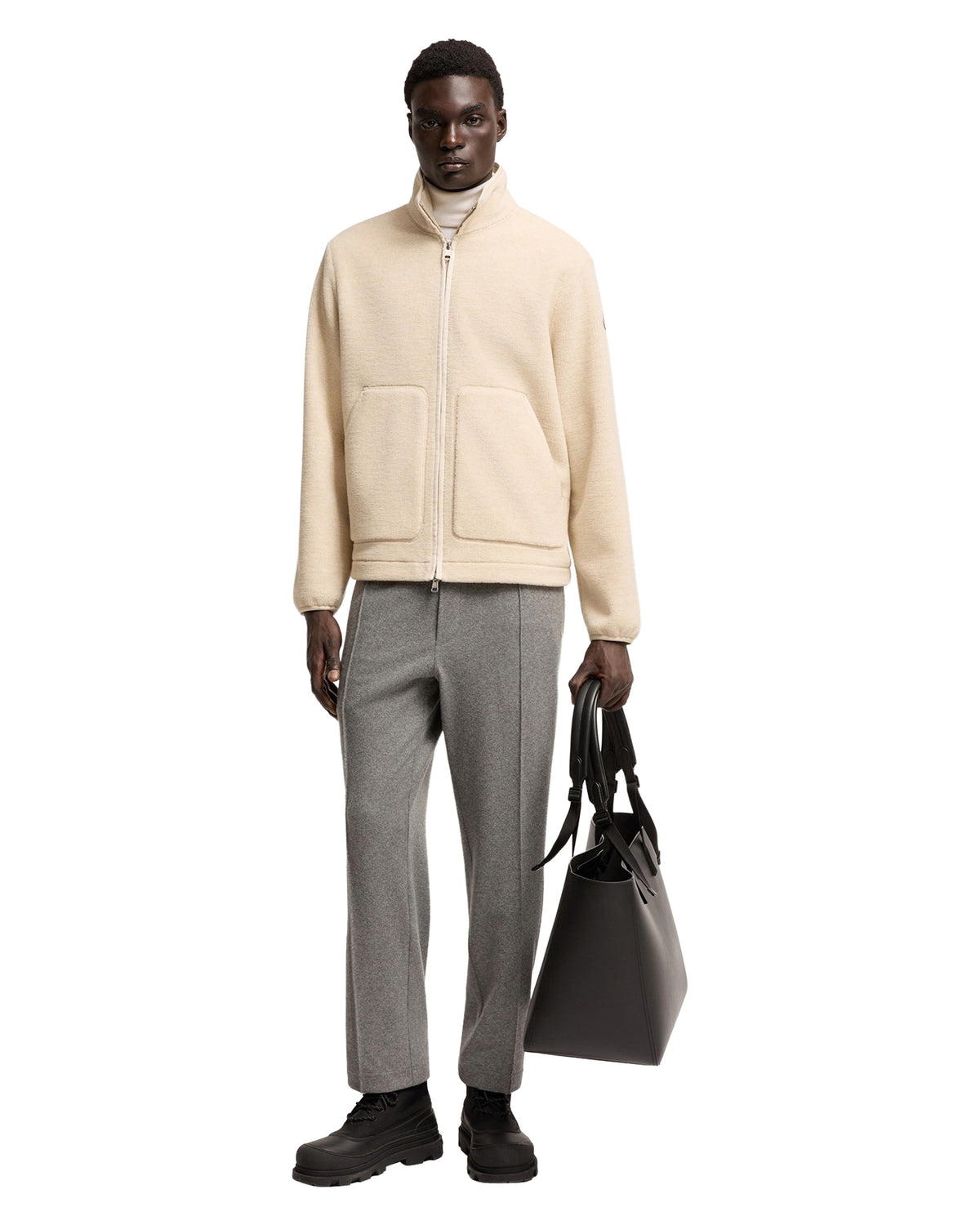 Men's Zip-up cardigan Beige