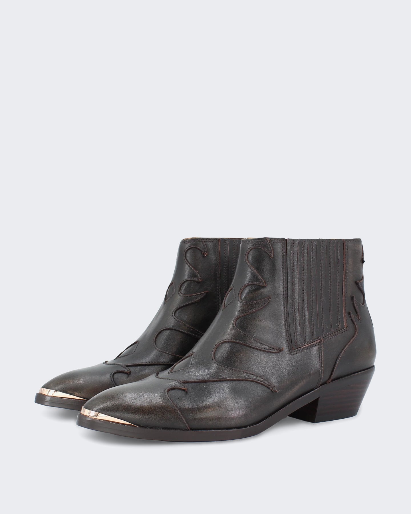 Dames Enkellaars met metalen details Beige