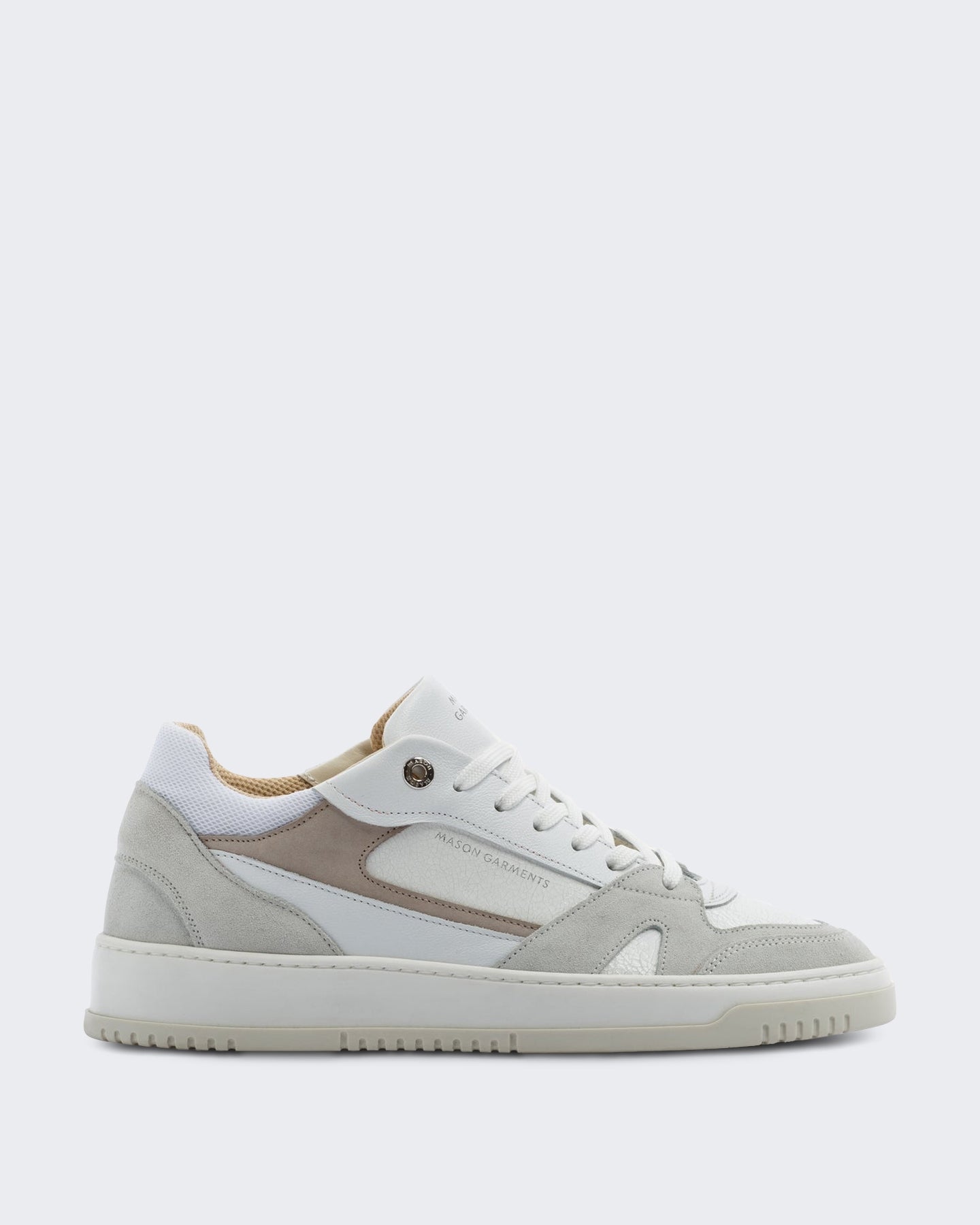 Heren Witte leren sneaker met verfijnd silhouet Wit