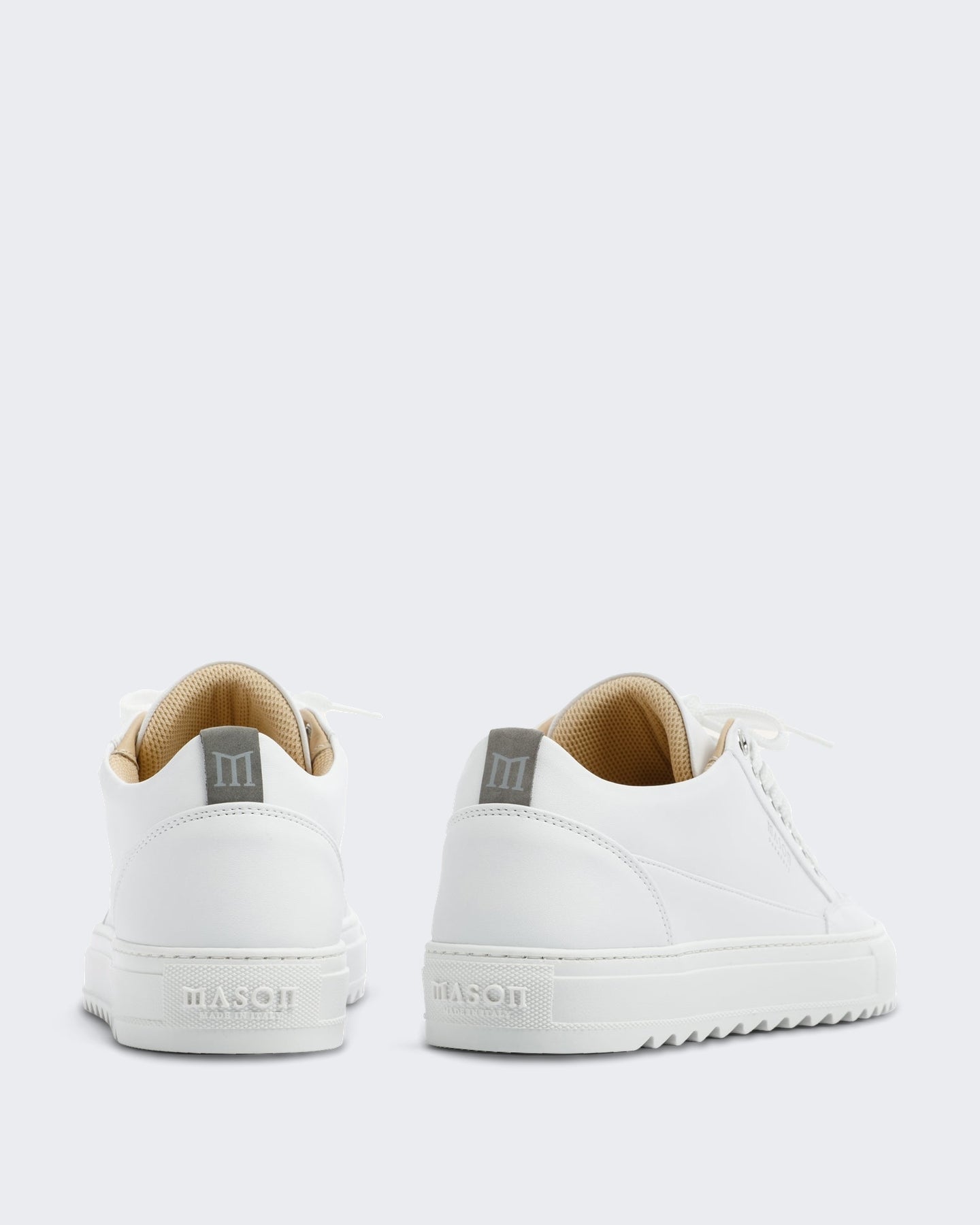 Heren Witte leren sneaker met contrasterende zool Wit