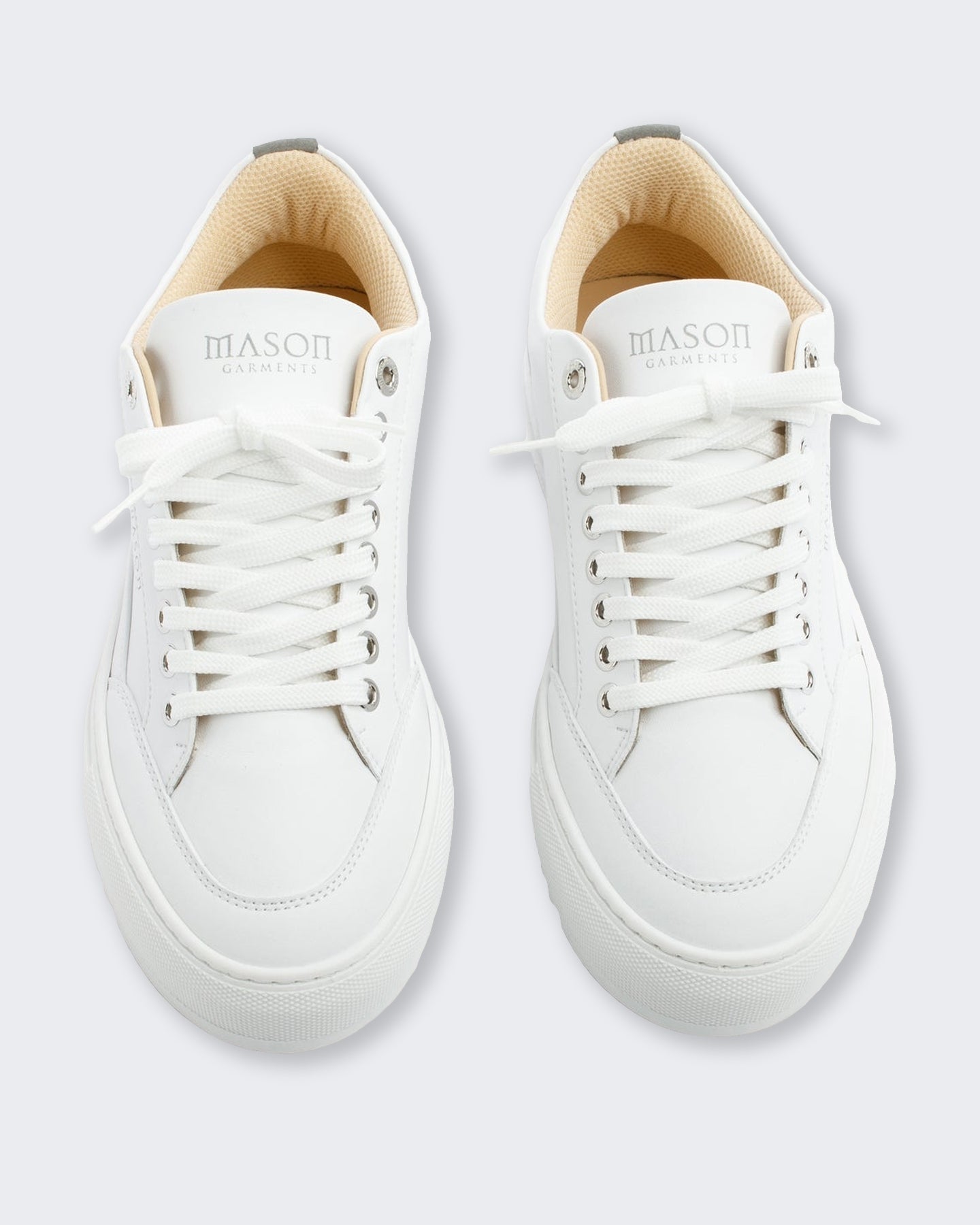 Heren Witte leren sneaker met contrasterende zool Wit