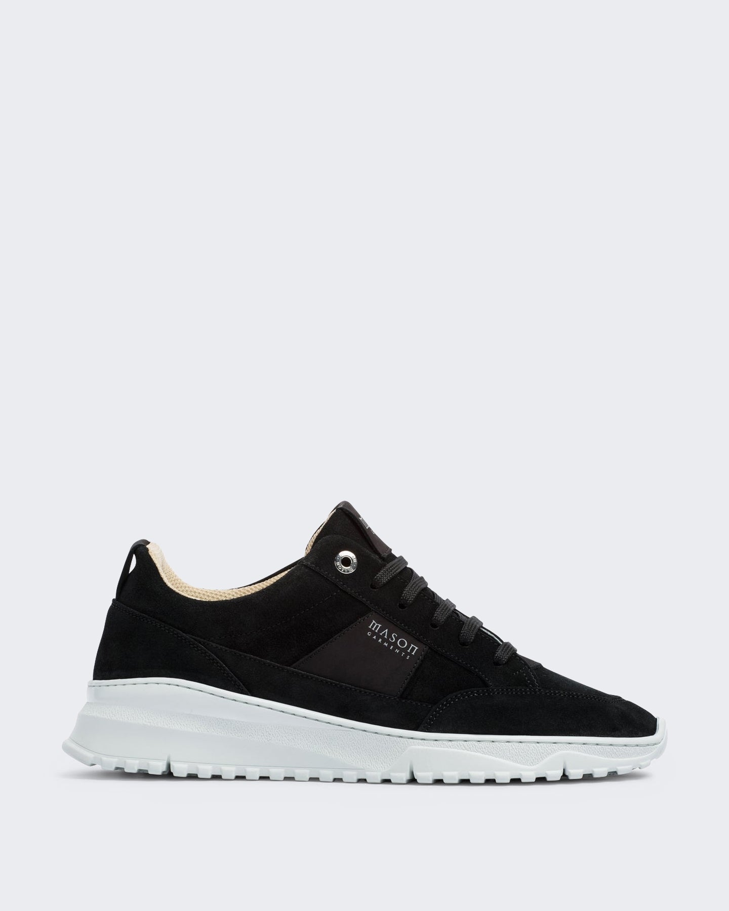 Heren Runner sneaker met colorblock details in zwart