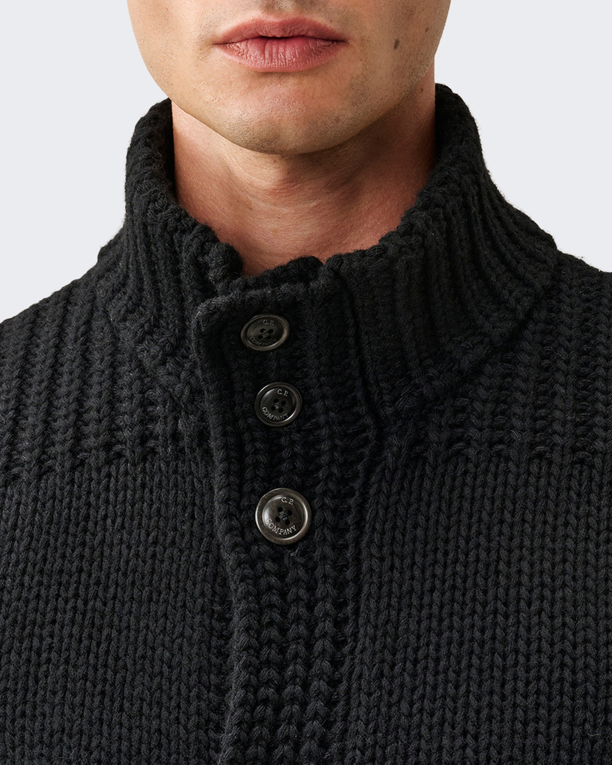 Men's Gebreid Cardigan met knoopsluiting in Black